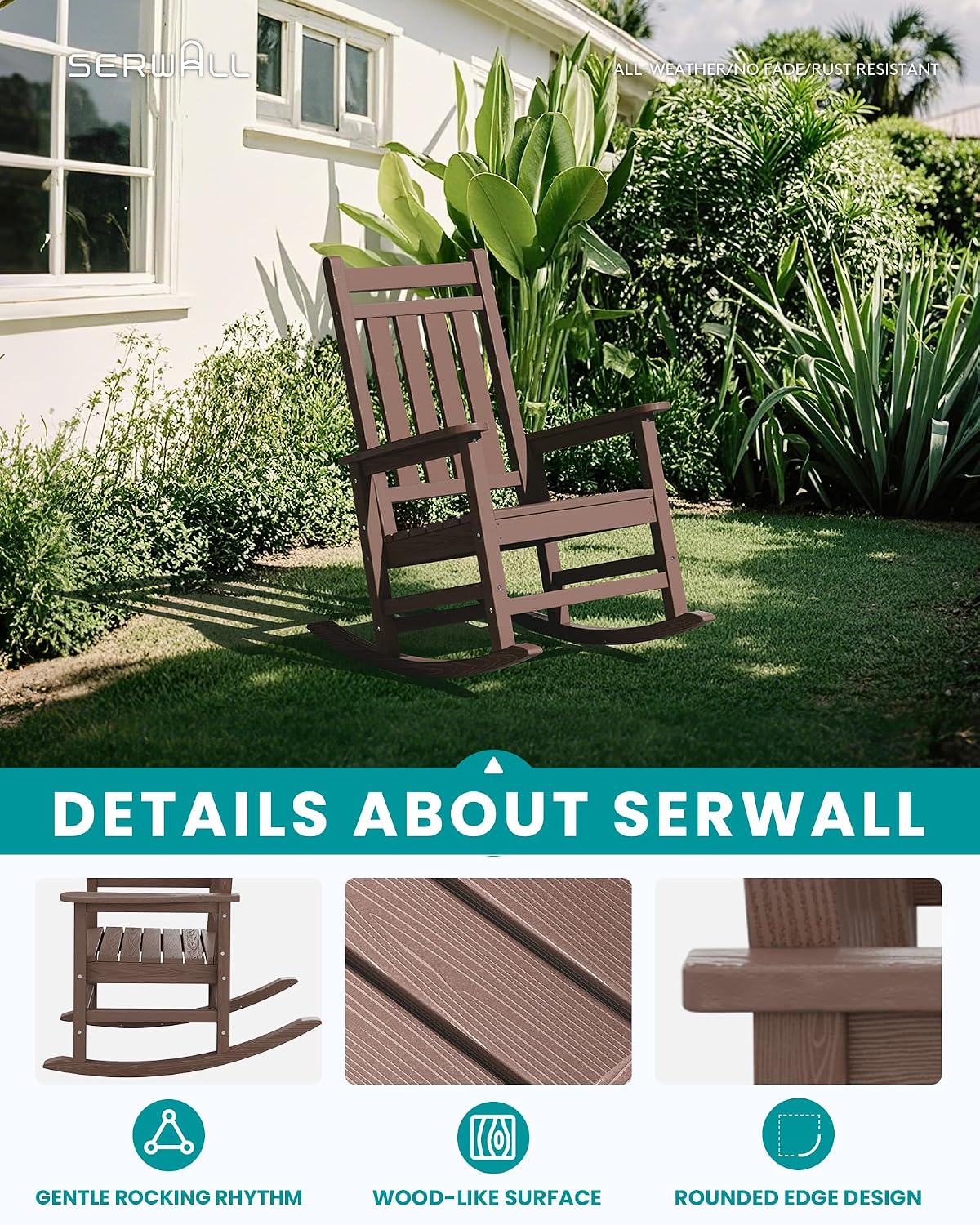 Detalle de SERWALL Outdoor Rocking Chairs, HDPE