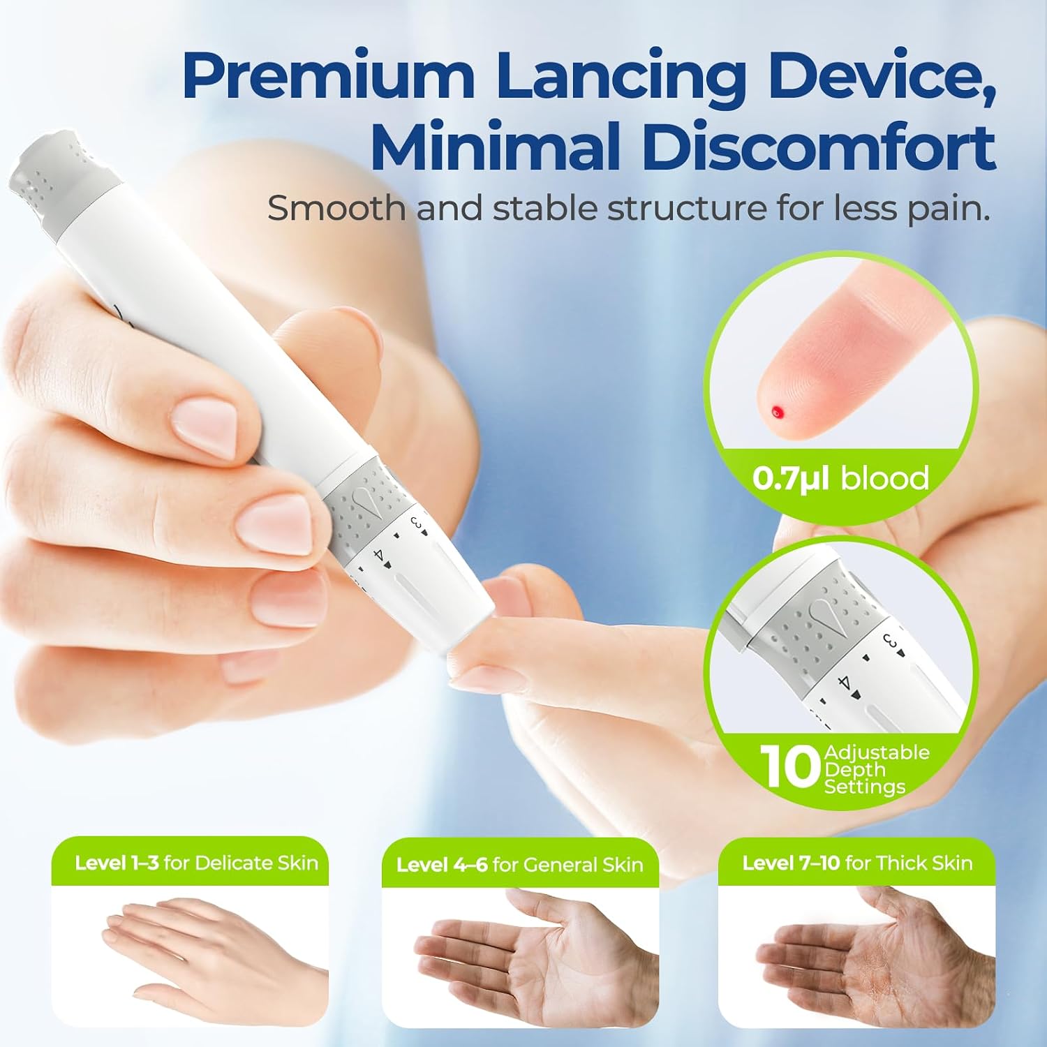 Detalle de AUVON Blood Glucose Monitor with 50 Test Strips