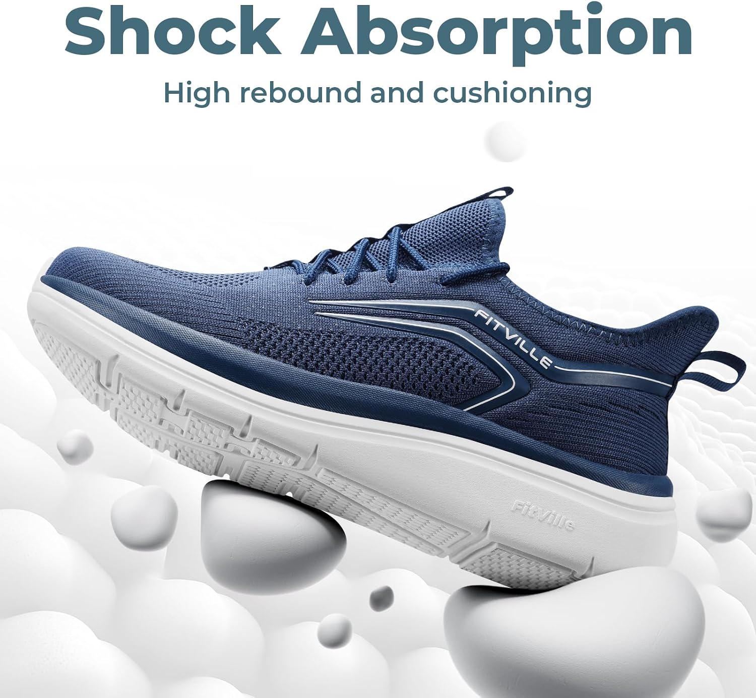 Thumbnail 4 de FitVille Extra Wide Fit Slip-On Arch Support Trainers for Men – Lightweight Road Running & Gym Sneakers