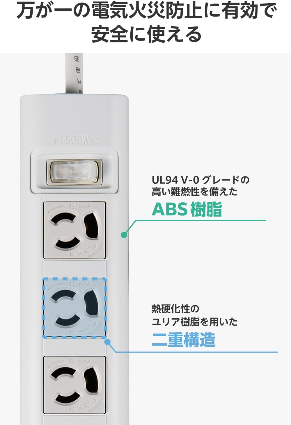 Thumbnail 5 de エレコム ECT-4550WH 電源タップ 5m・3ピン10口、マグネット・抜け止め機能付き