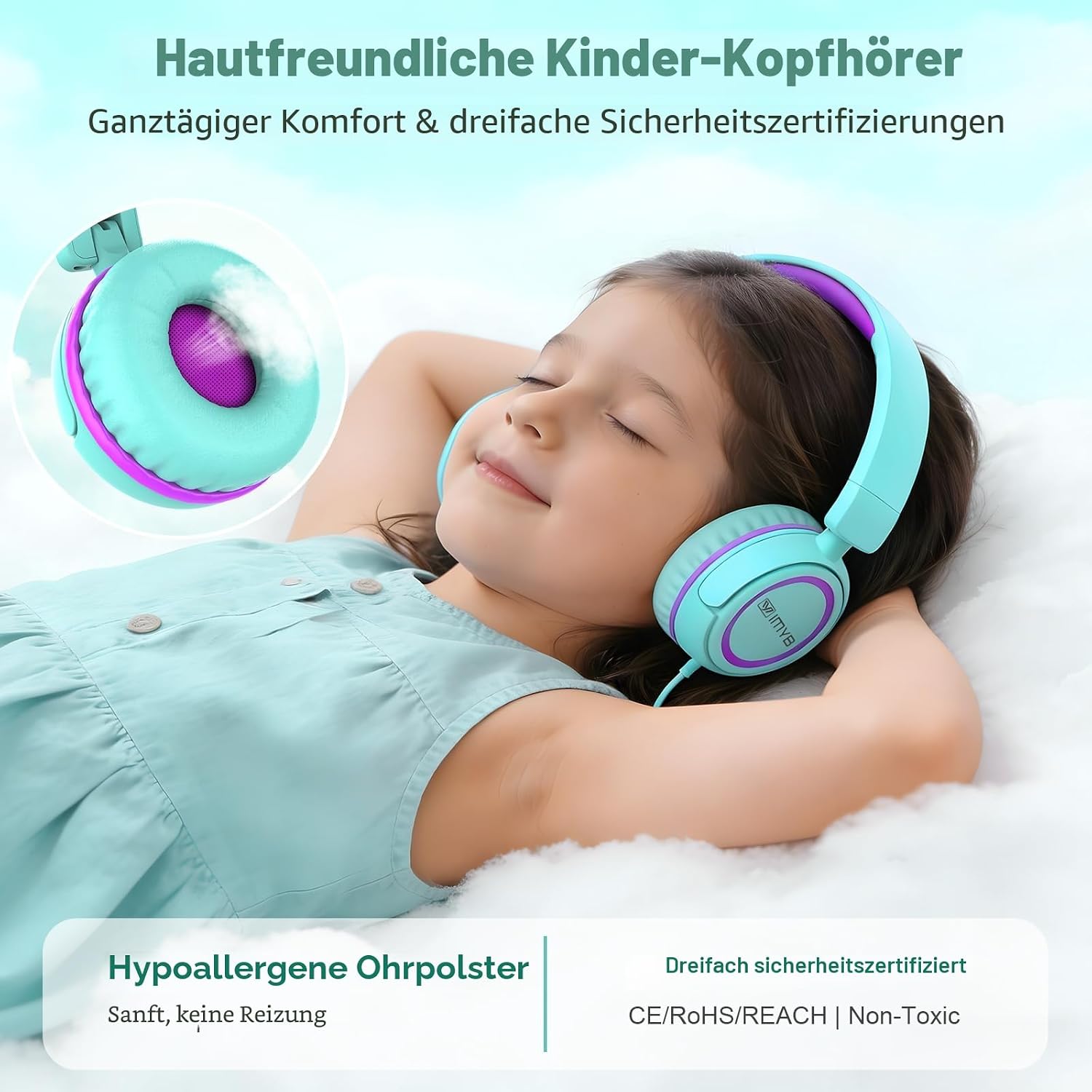 Thumbnail 3 de IMYB Kinderkopfhörer mit Kabel, 3,5 mm, 60 g, Grün