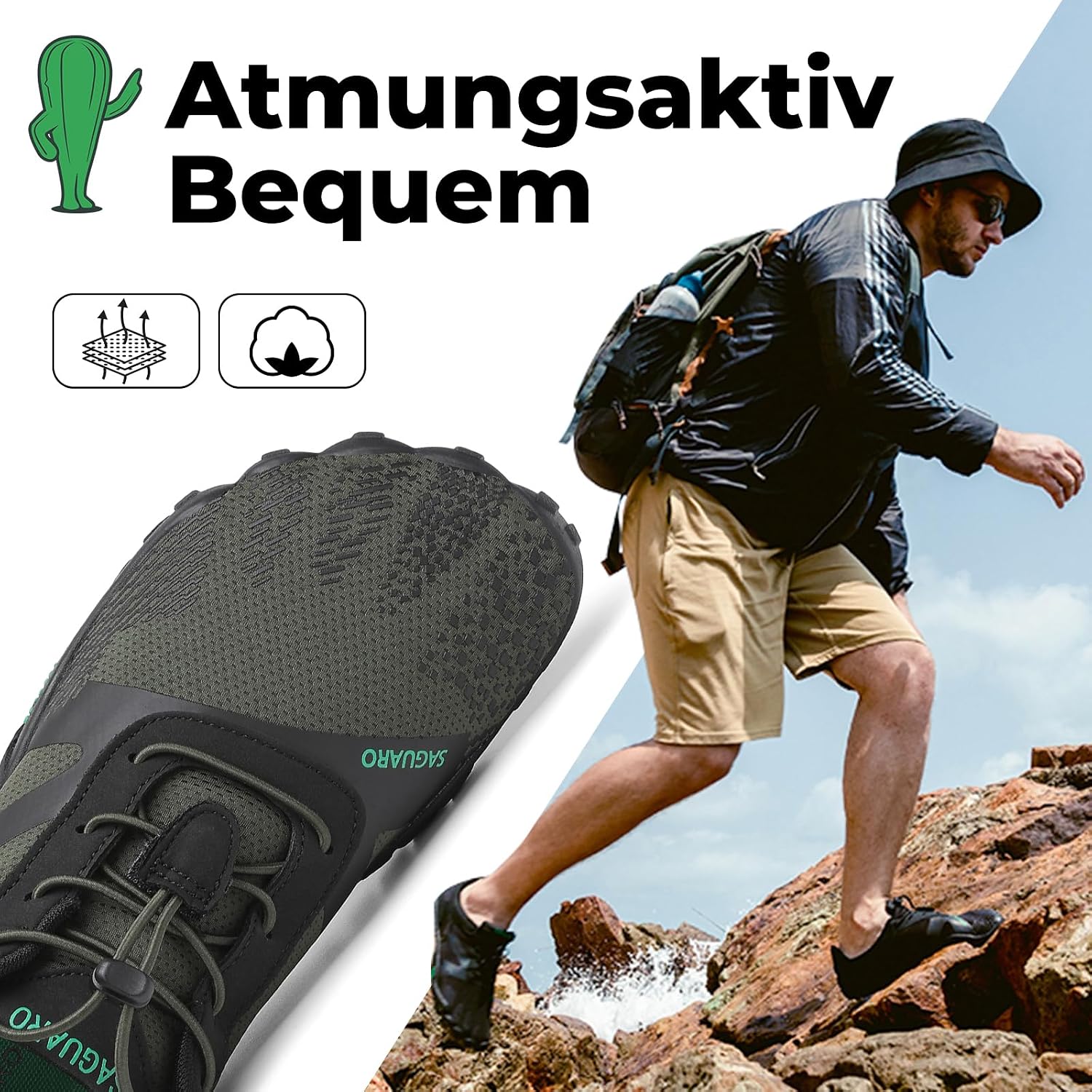 Detalle de SAGUARO Barfußschuhe Zero-Drop Outdoor für Gr. 36-48