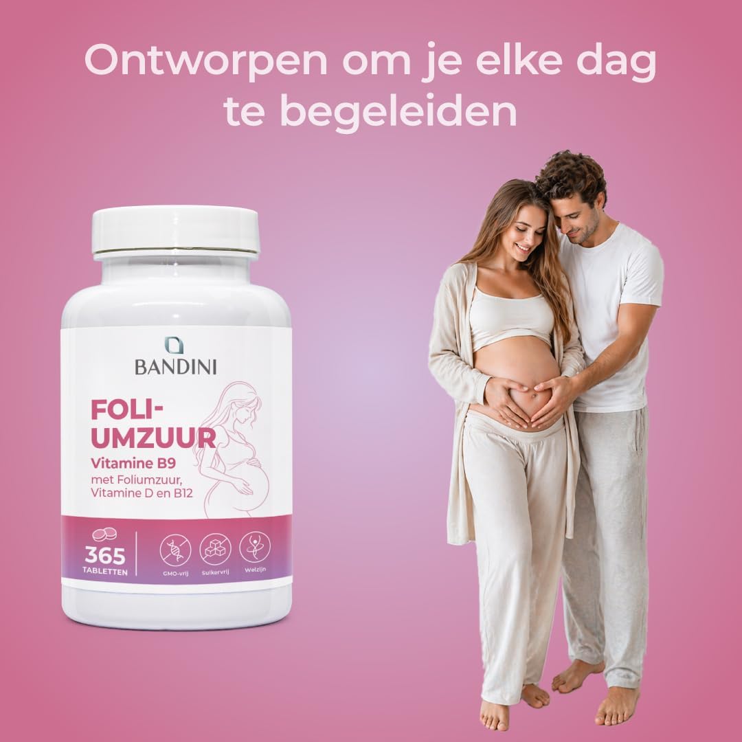Detalle de BANDINI foliumzuur 400 µg, 365 tabletten met vitamine B12 en D3