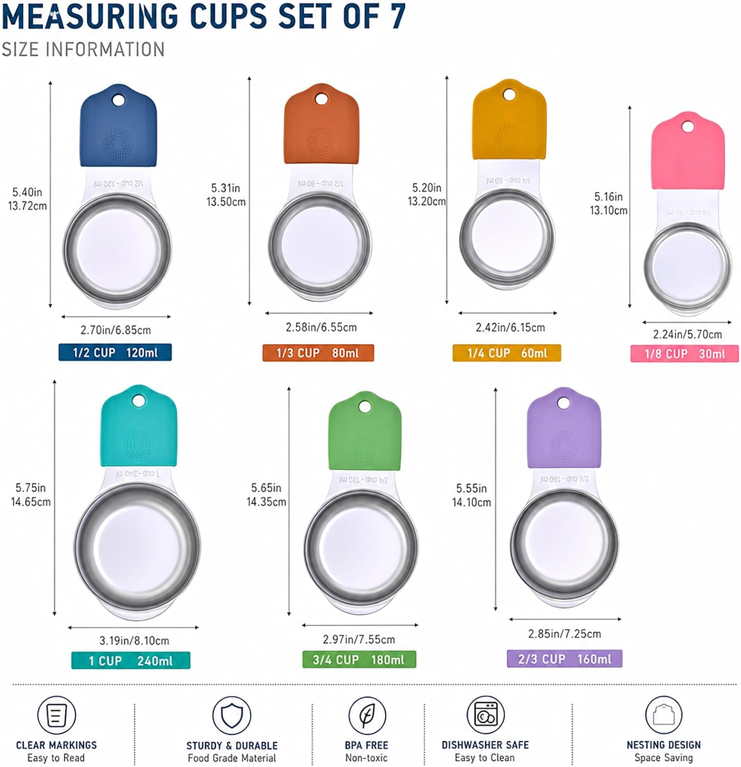 Thumbnail 1 de XSNBRD Magnetic Measuring Cup Set, Stainless Steel