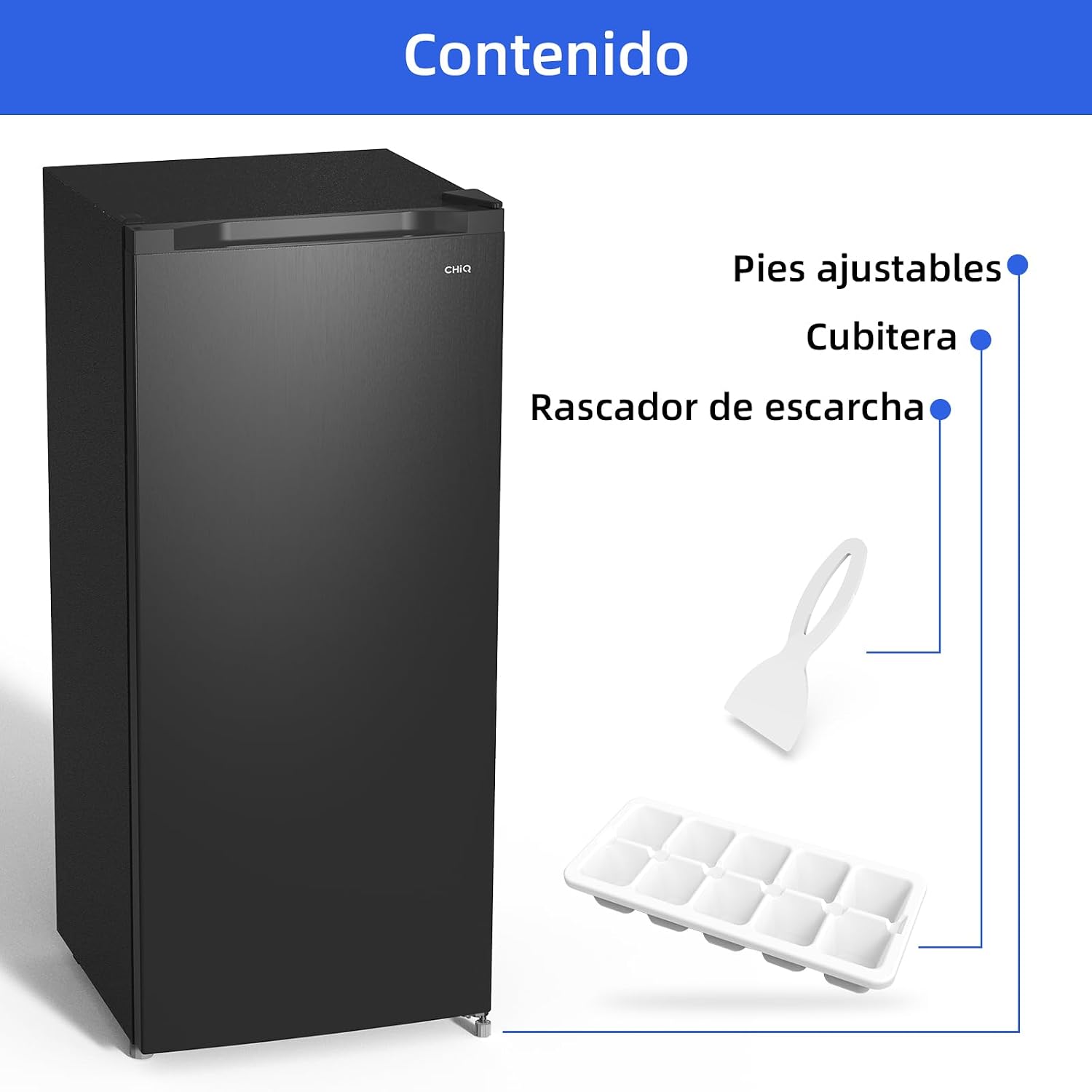 Thumbnail 5 de Congelador vertical independiente CHiQ 145L negro con puerta reversible