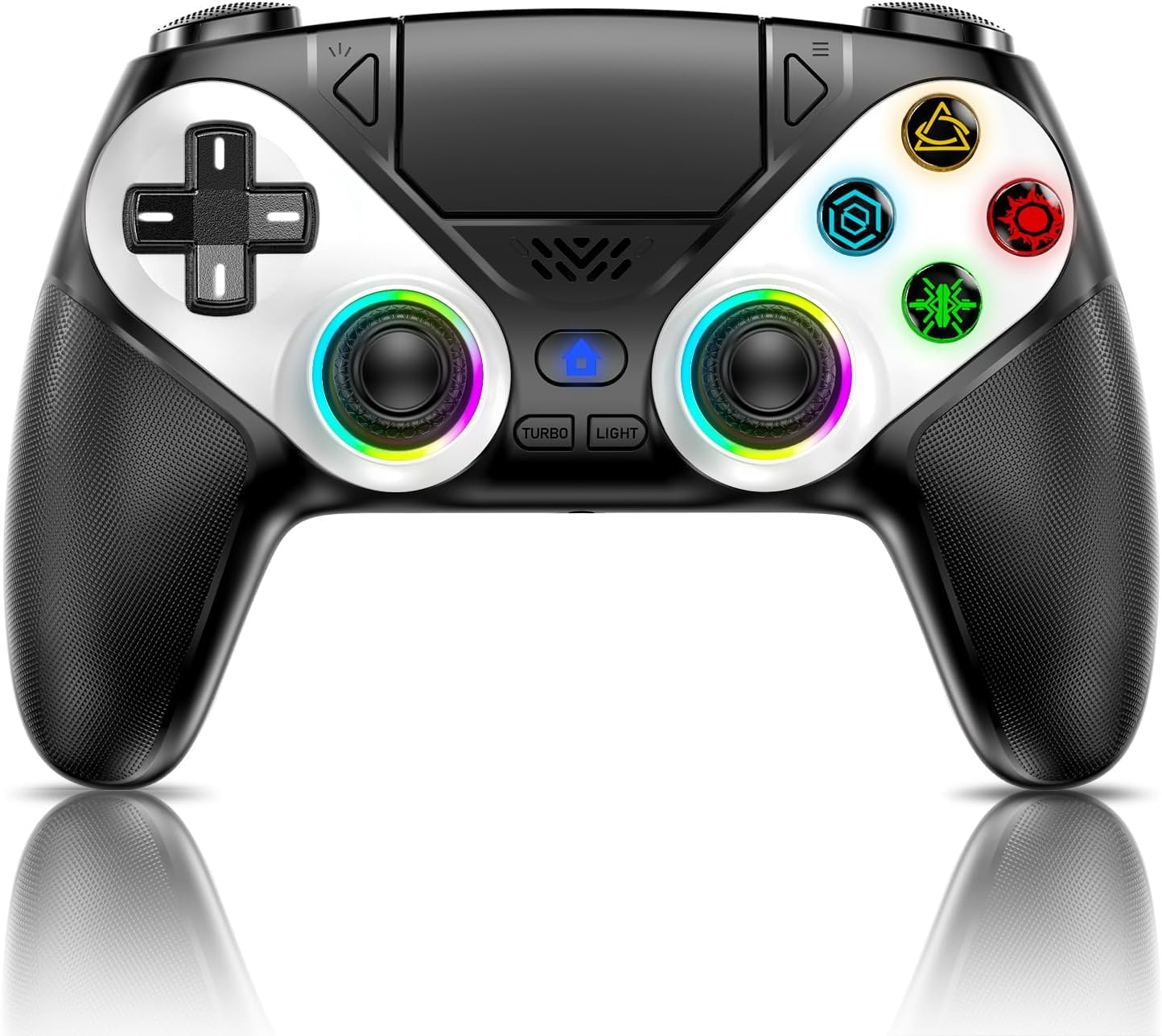Detalle de Dinosoo RGB Wireless Controller für PS5/Pro/Slim/PC – vielseitig, konfigurierbar und mit RGB-Beleuchtung