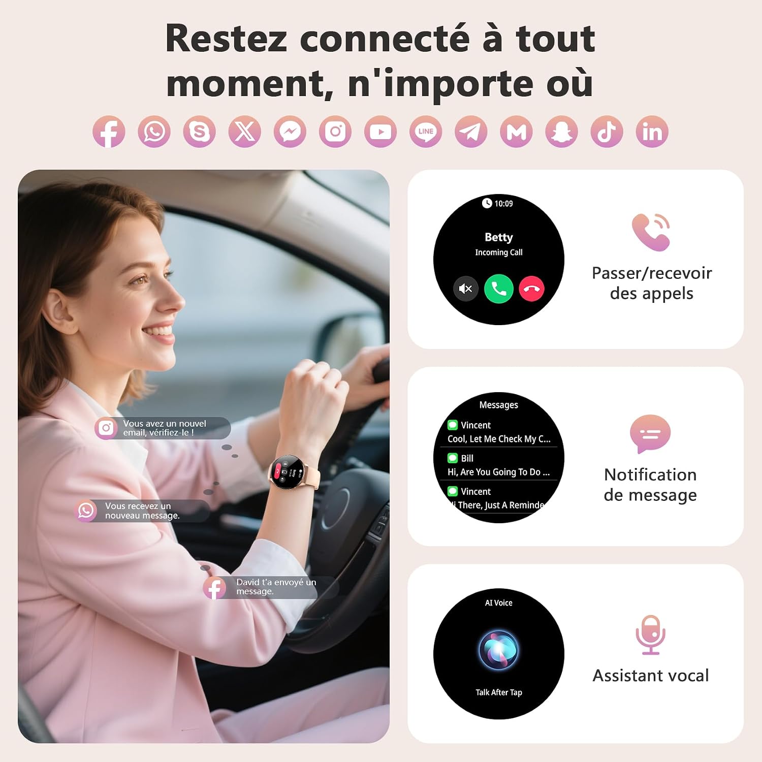 Detalle 2 de Blackview Montre Connectée Smartwatch 1.43" AMOLED
