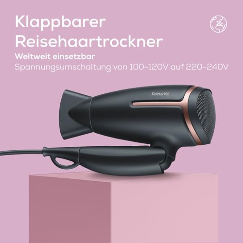 Detalle de Beurer HC 25: Klappbarer Reisehaartrockner mit Ionenfunktion – 1600 W, weltweit einsetzbar