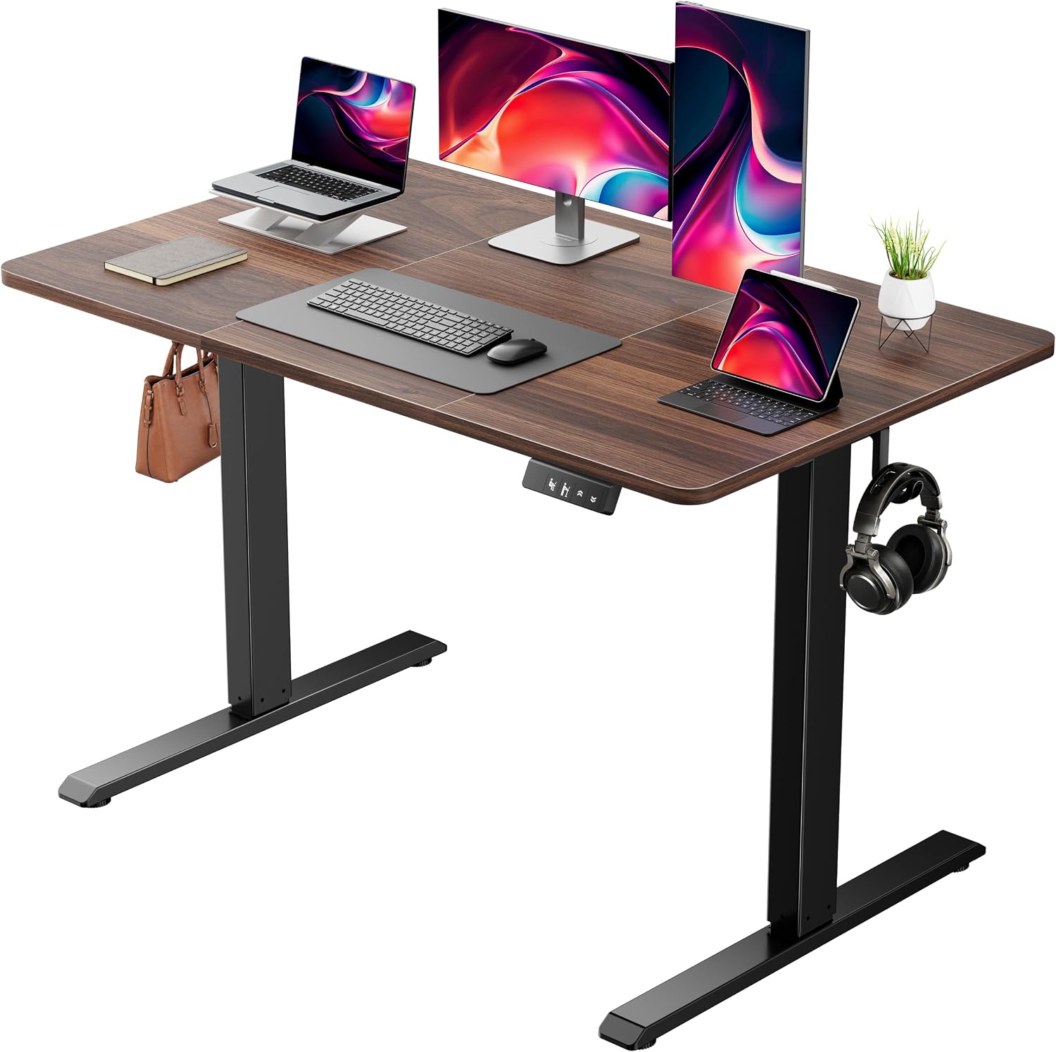 Detalle de NEXT BEAUTY 48 x 24-Inch Electric Standing Desk, Dark Walnut with Memory Presets
