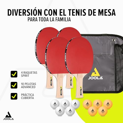 Detalle 2 de JOOLA 54810: Set de tenis unisex con 4 palas Spirit, bolsa y pelotas multicolor
