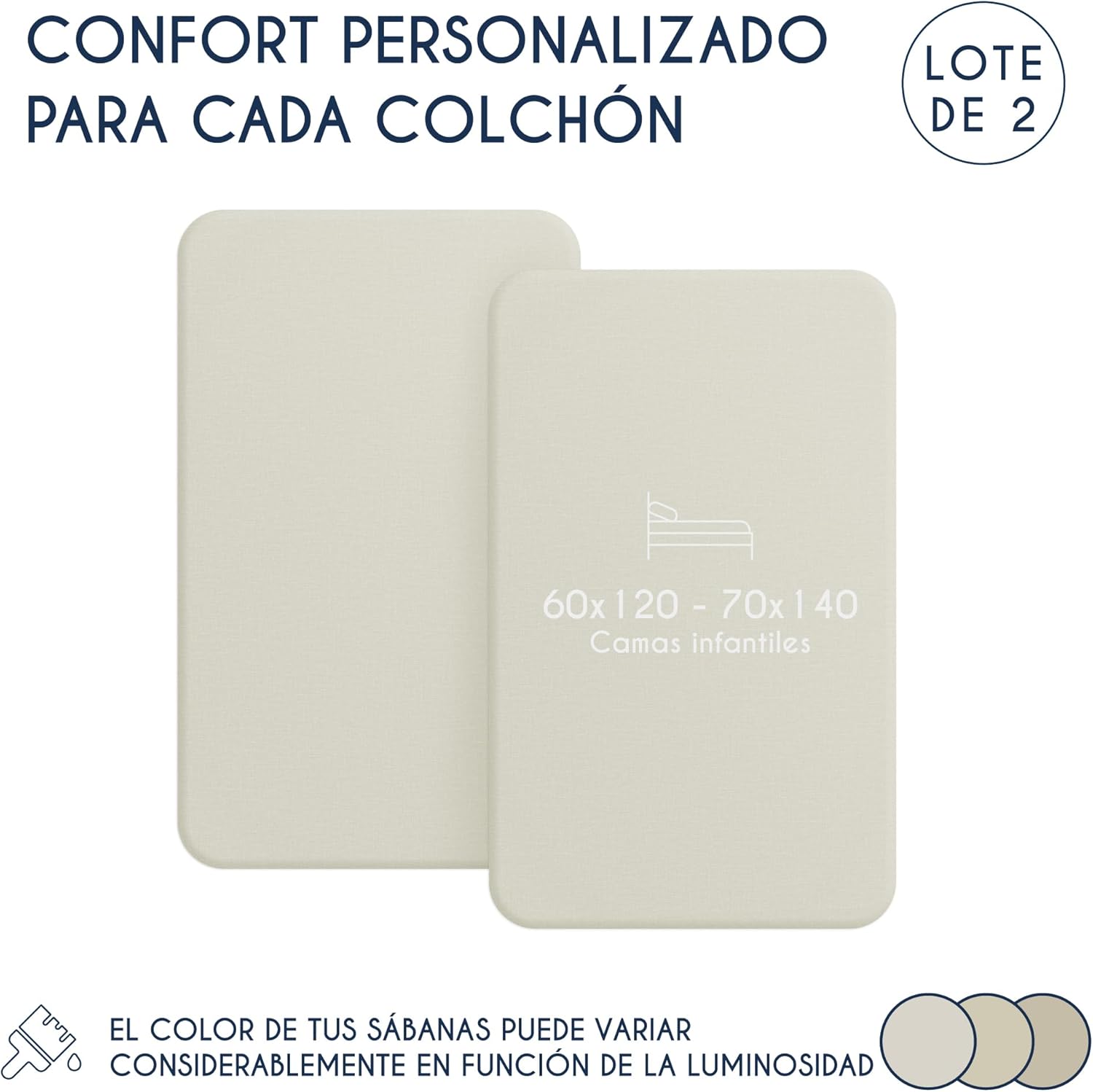 Thumbnail 1 de Dreamzie Juego 2 sábanas cuna 60x120/70x140 Beige