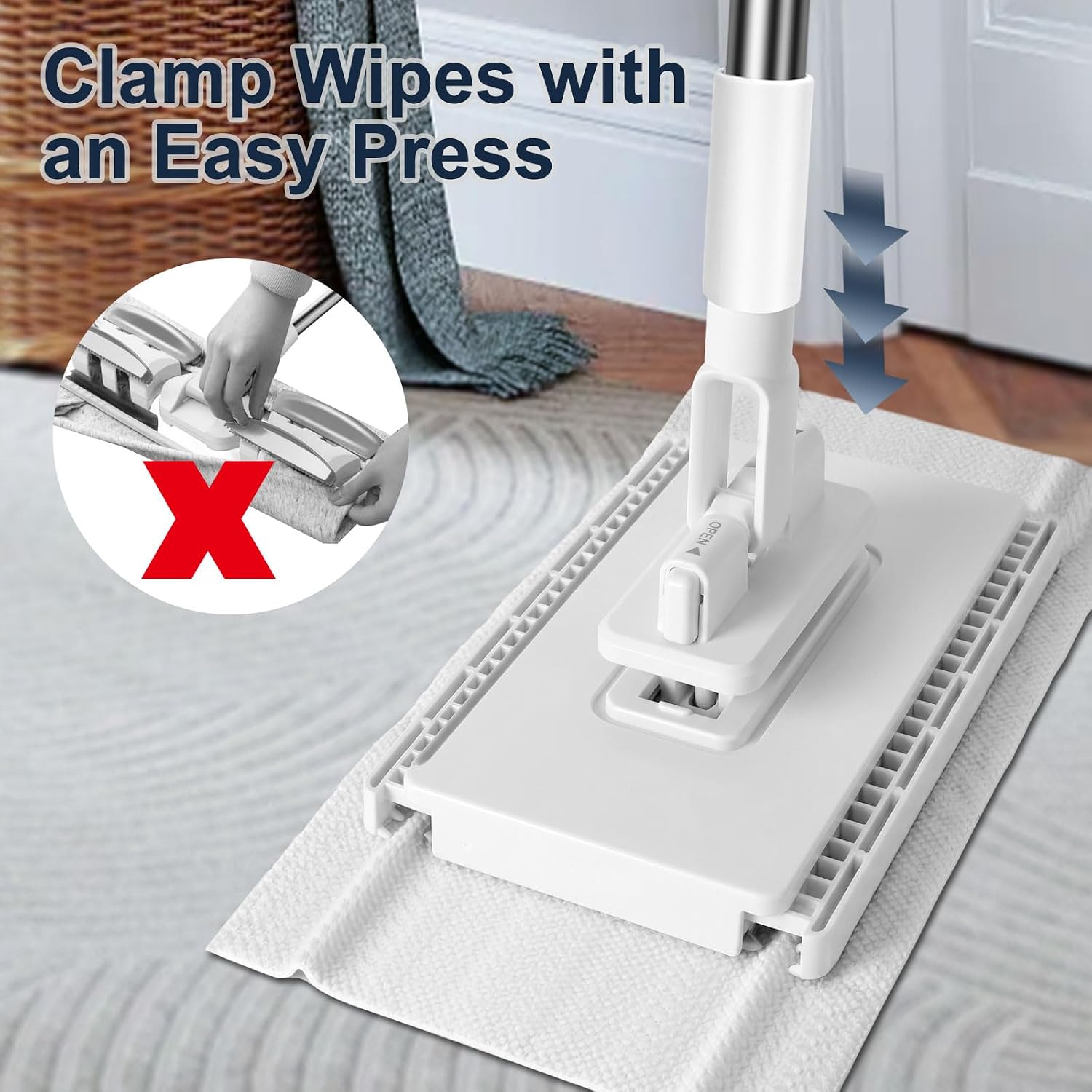 Detalle de Masthome Snap Grip Mini Mop with Built-in Squeegee