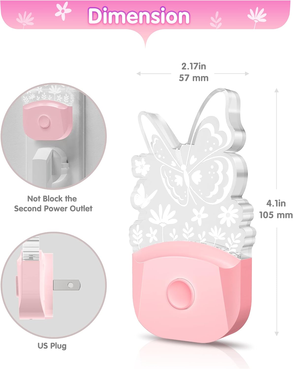 Thumbnail 6 de L LOHAS LED GY-083-09-US-2 Butterfly Night Lights, 2-Pack, Colour-Changing