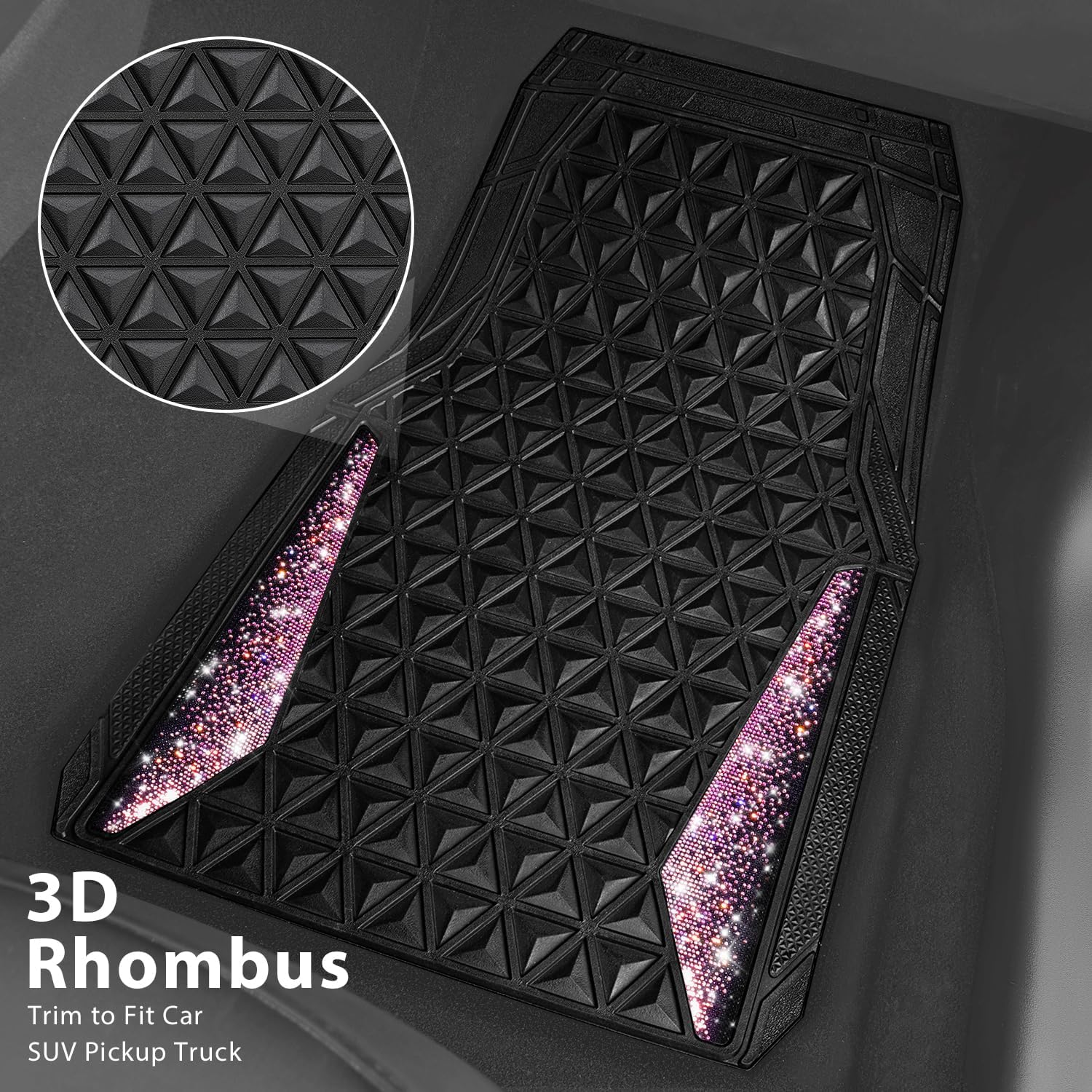 Detalle de CAR PASS Bling Rubber Car Mats, Universal 1