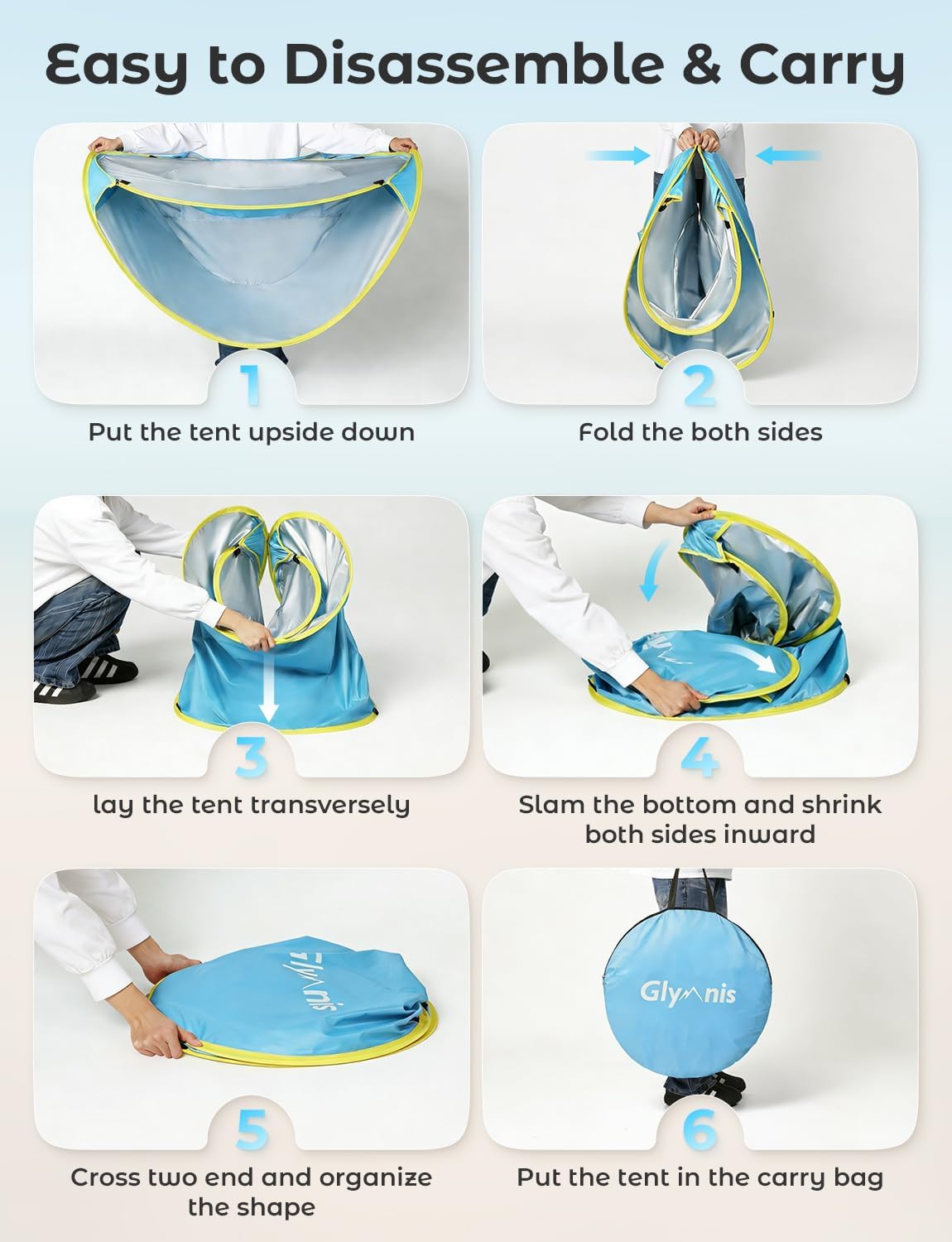 Thumbnail 6 de Glymnis Pop Up Baby Beach Tent with Mini Pool, Portable UV Protection Sun Shelter (UPF 50+)
