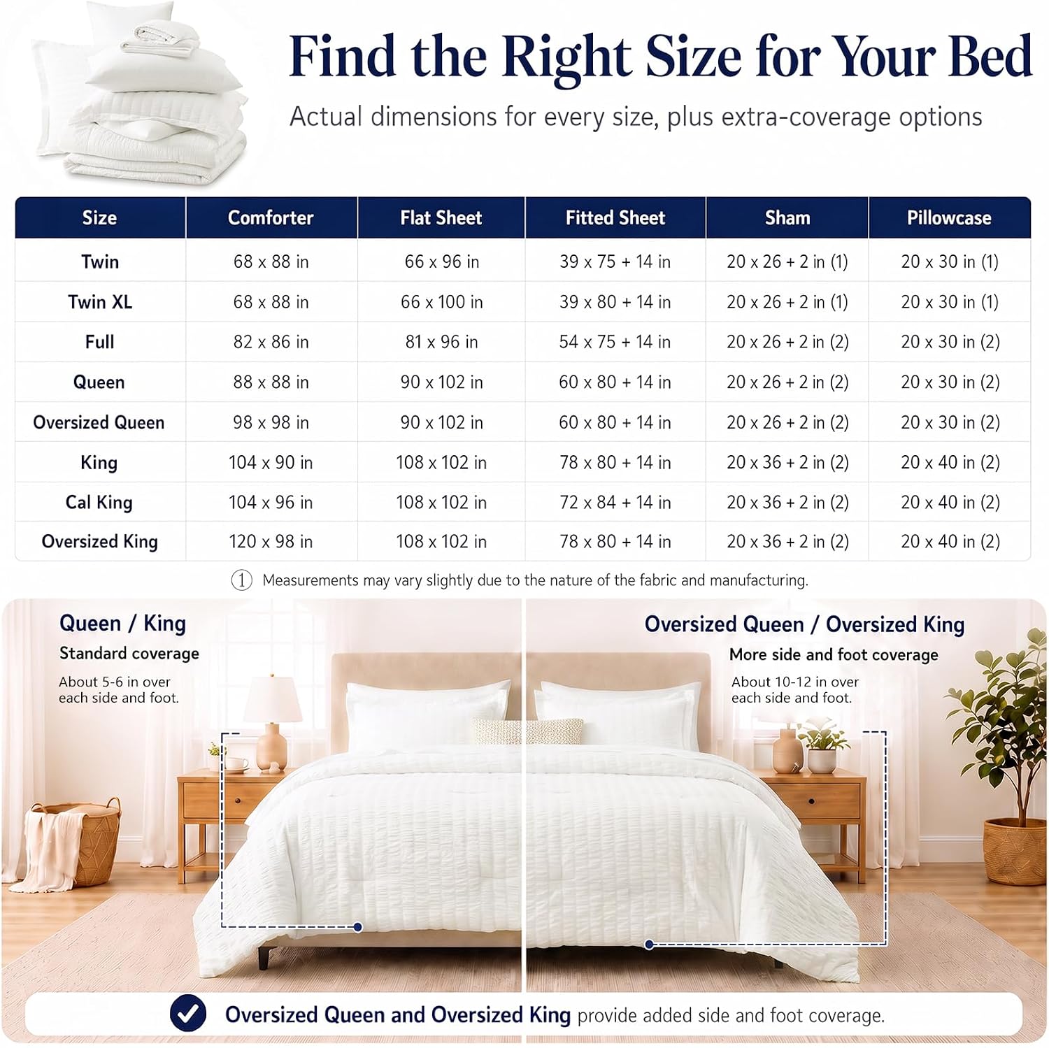 Thumbnail 5 de CozyLux Full Size 7-Piece Seersucker Comforter Set with Sheets (White)
