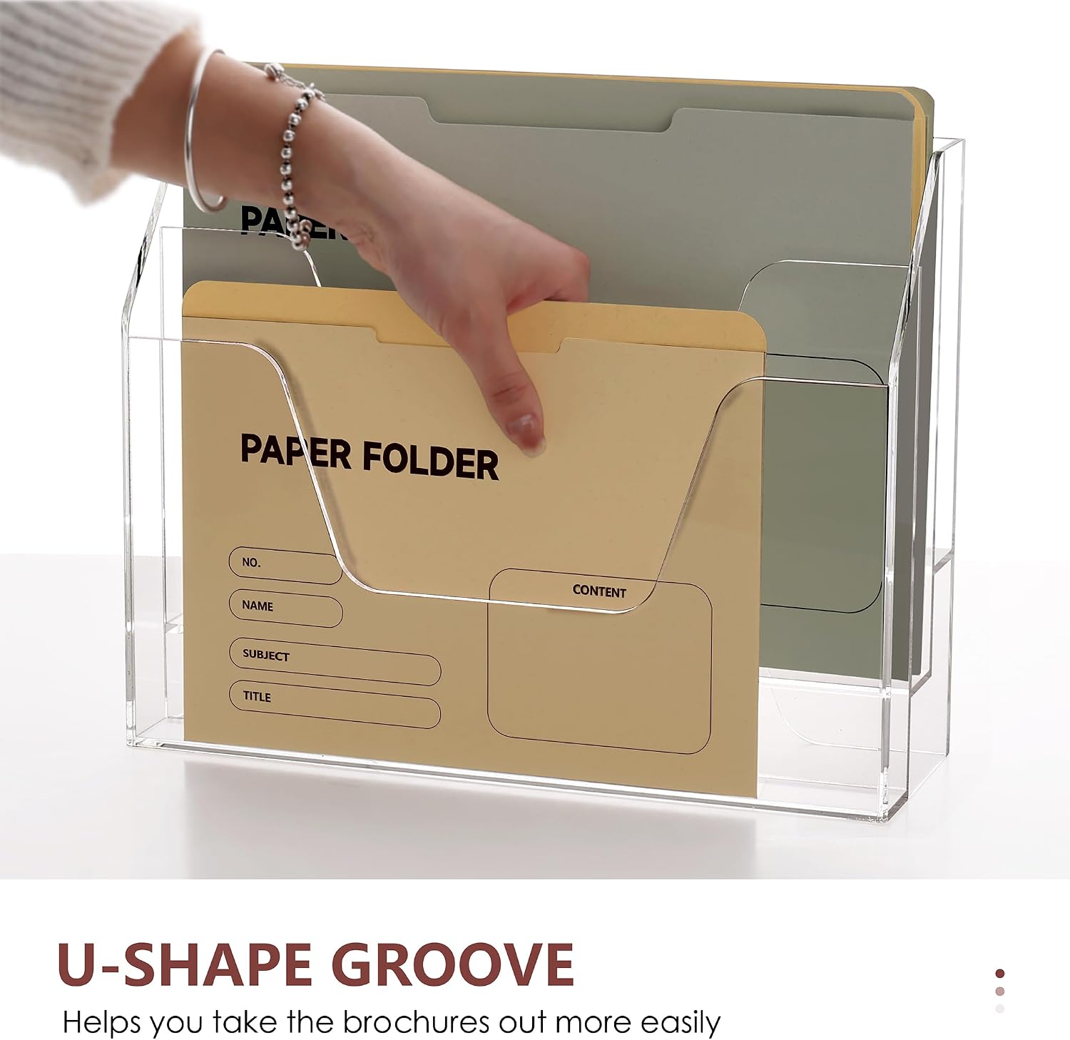 Detalle de SANRUI 3-Tier (Style A) Acrylic Wall File Organizer, Clear Mail and File Storage