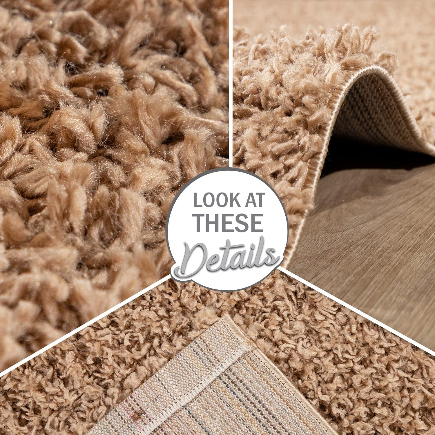 Detalle de Paco Home tapis shaggy 140x200 cm beige à poil long (30 mm)