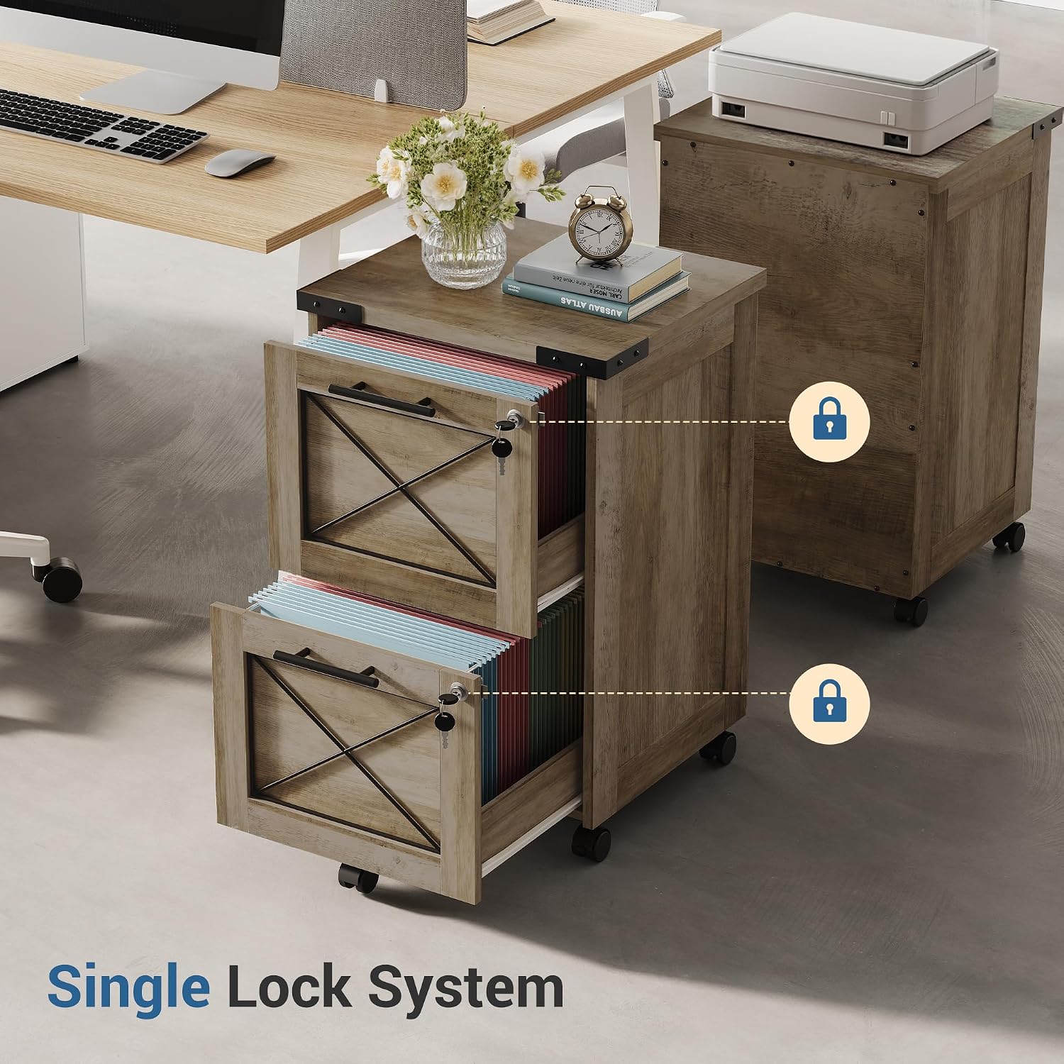 Thumbnail 6 de DEVAISE Rolling File Cabinet with 2 Drawers