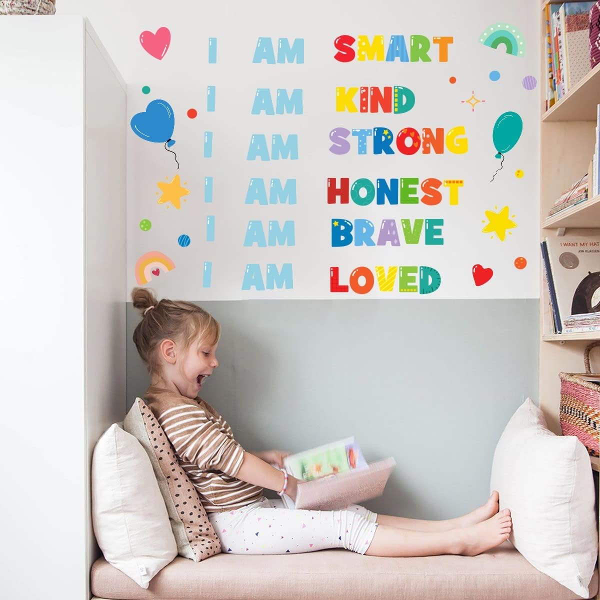 Detalle de TOARTi Colorful Rainbow Motivational Quotes Wall Stickers for Kids