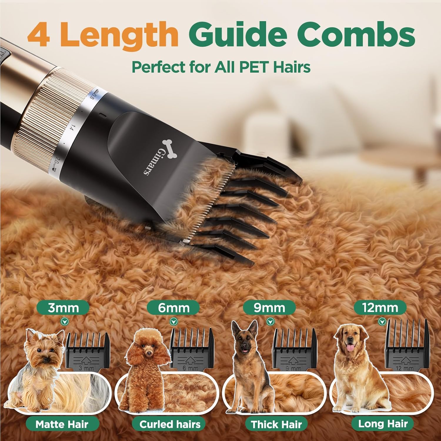 Thumbnail 4 de Gimars 6 in 1 7000 RPM Low Noise Dog Clippers Rechargeable Pet Grooming Kit with Scissors & Combs