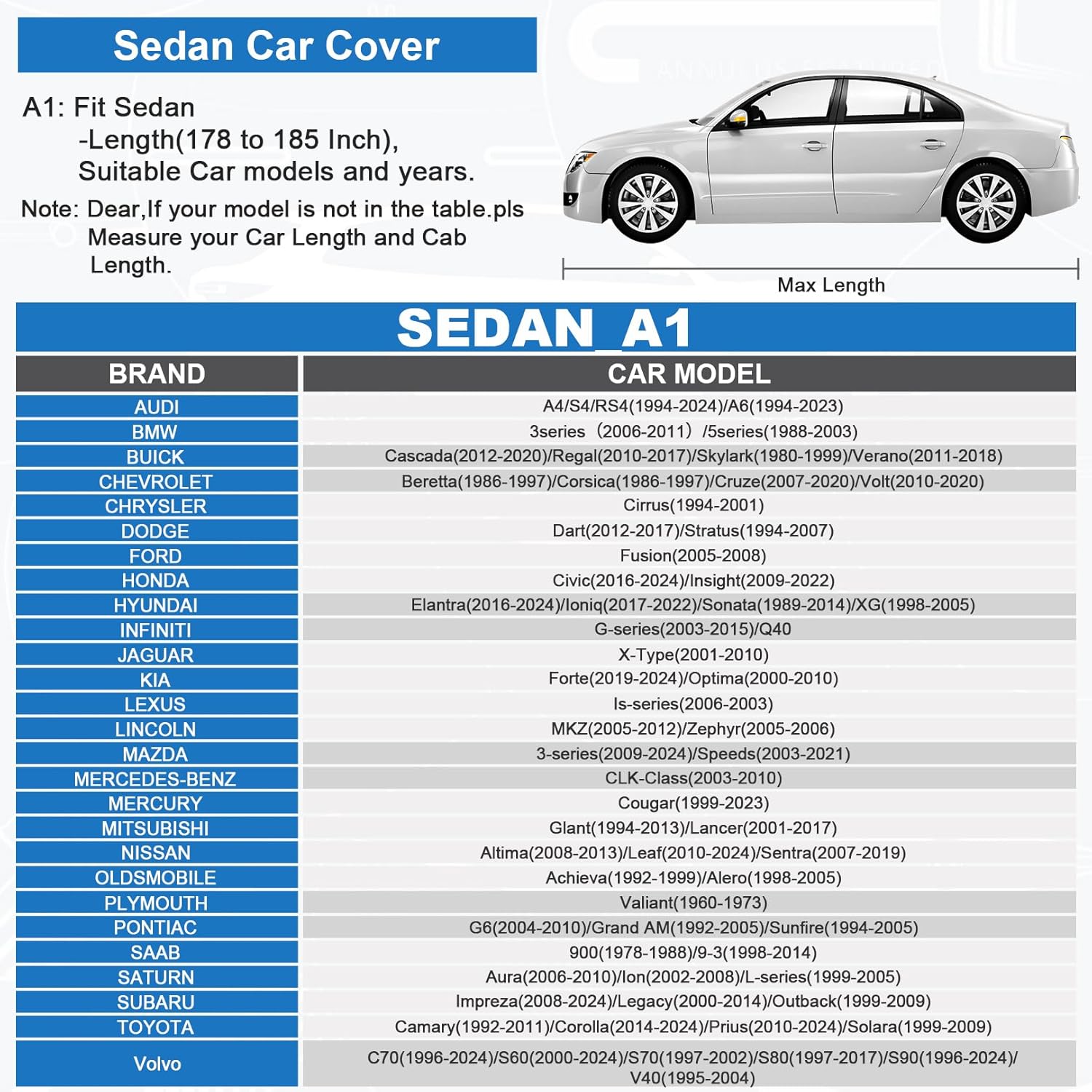 Detalle 2 de Sailnovo Sedan Car Cover 178–185 in Waterproof