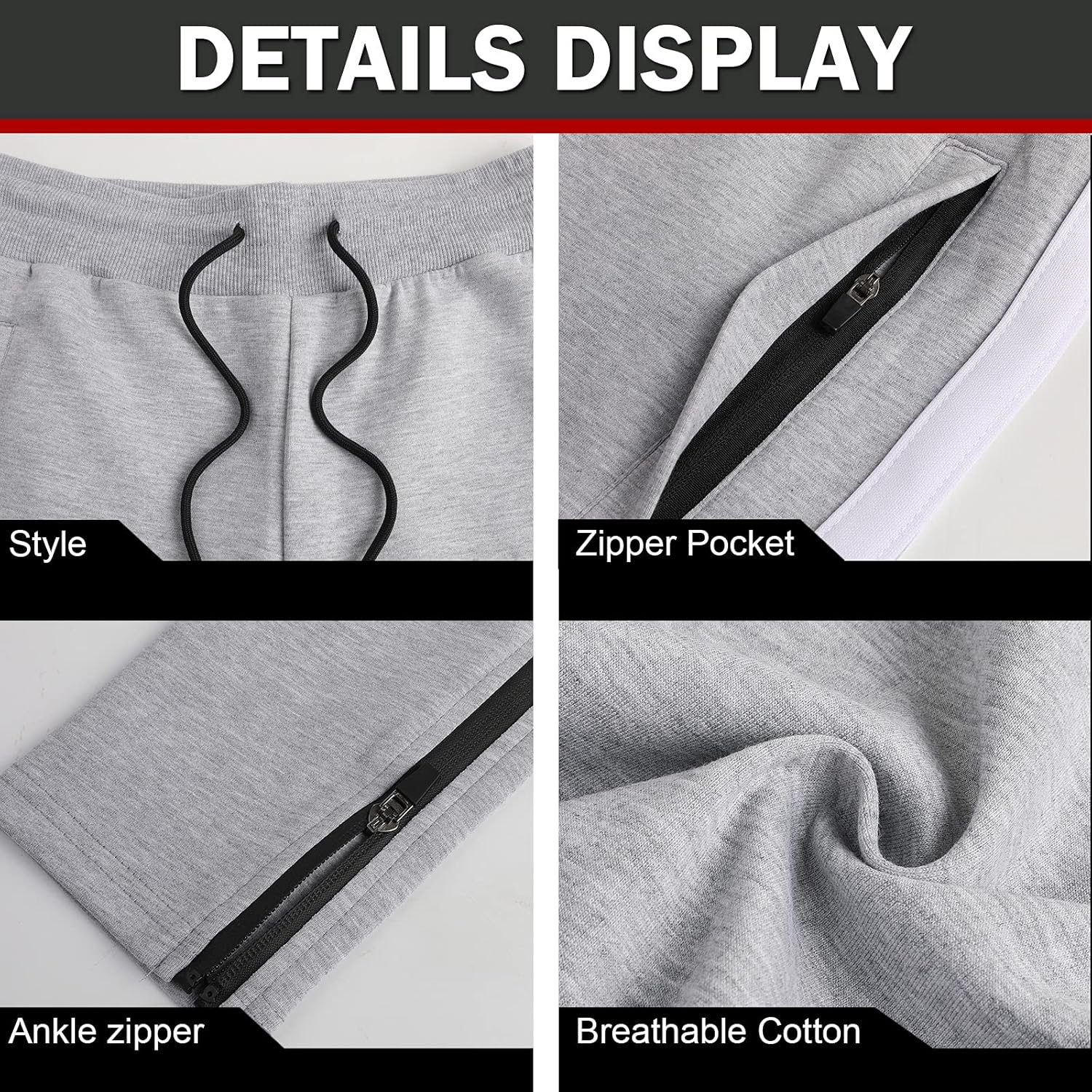 Thumbnail 3 de Suwangi Pantalon de jogging homme léger avec poches zippées pour sport et entraînement