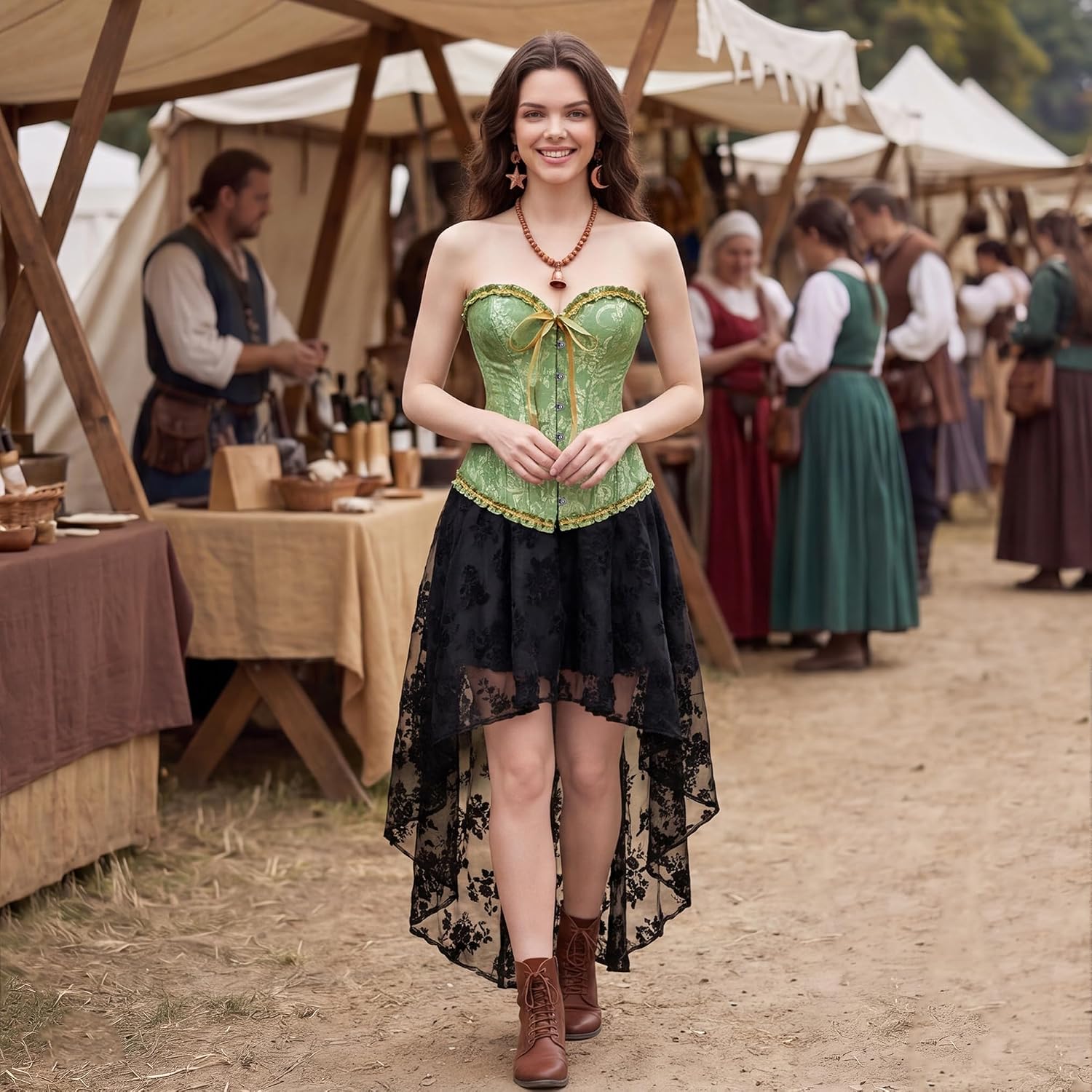 Detalle 1 de Overbust Corset Top in Floral Brocade
