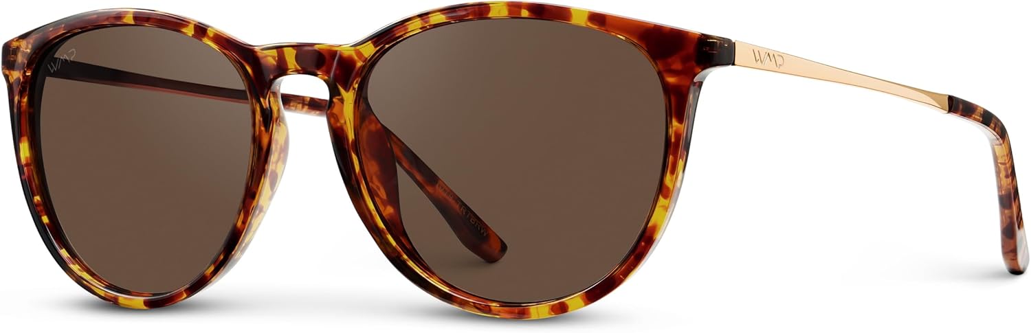 Detalle de WearMe Pro Round Polarized Sunglasses for Women – UV400 Protection, Lightweight Frame, Vintage Retro Style