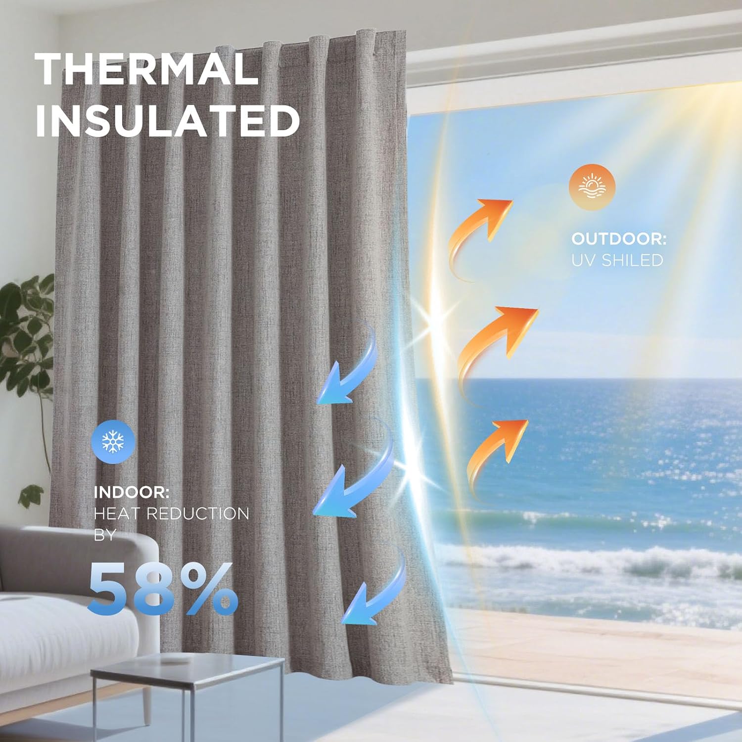 Detalle 2 de Joydeco 100% Blackout Curtains for Bedroom Linen Drapes 52" W x 90" L (Pack of 2) ๐ช