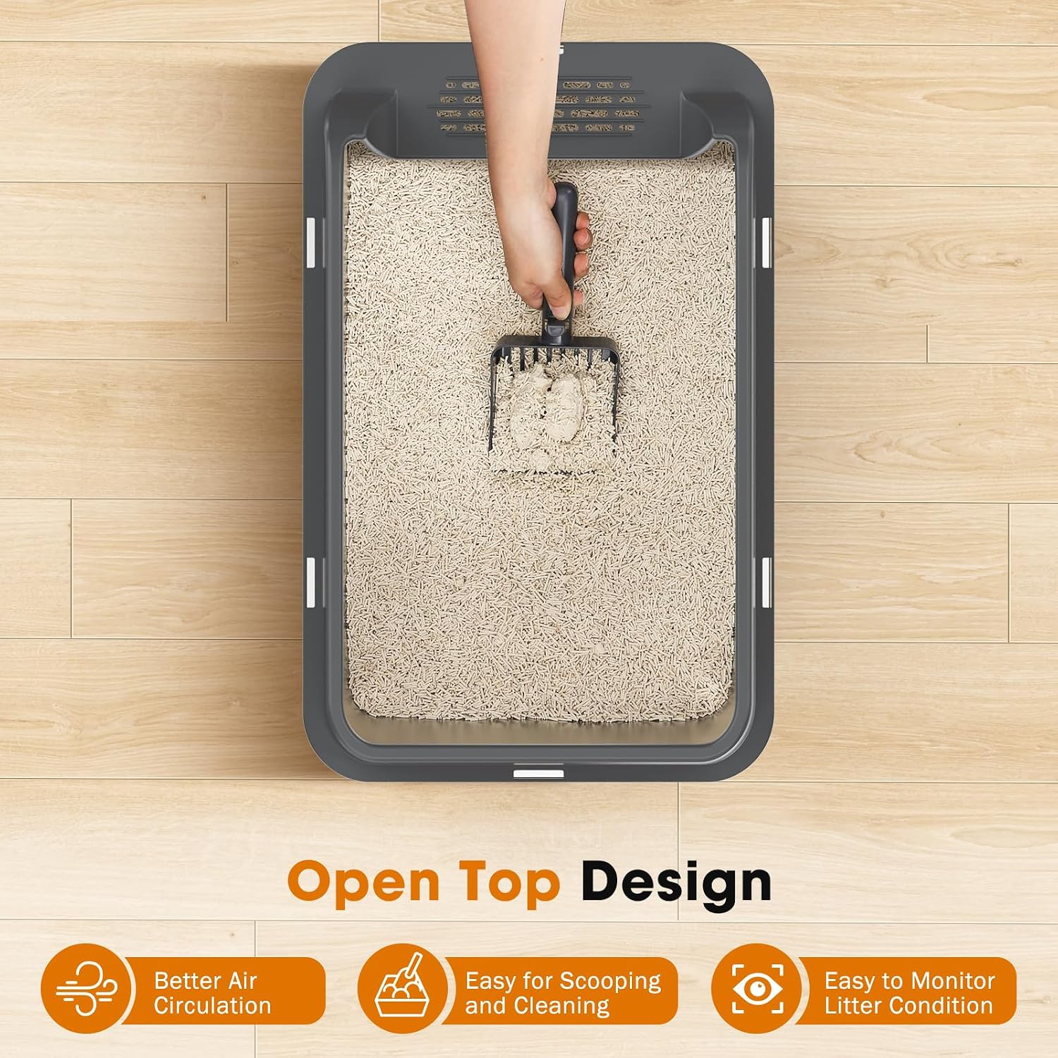 Detalle de MIXJOY PTSP0254-DG-0X2 XL Stainless Steel Cat Litter Box, 2-Pack