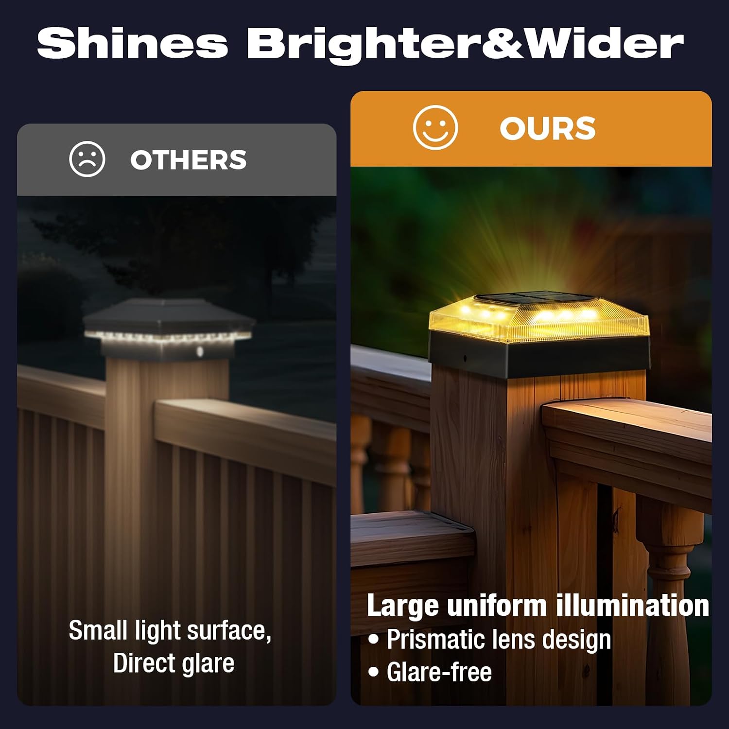 Detalle 1 de vighep 4x4 Solar Post Cap Lights, 2-Pack, 3 Colour Modes, IP65