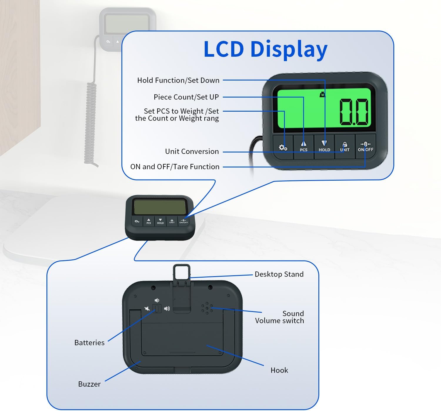 Thumbnail 1 de UNIWEIGH Digital Shipping Scale 440 lb