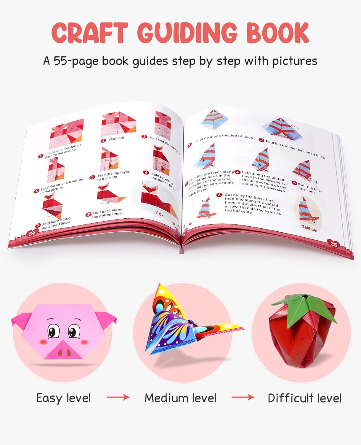 Thumbnail 4 de Gamenote Papel Origami: 120 hojas coloridas para niños con 54 diseños y libro educativo