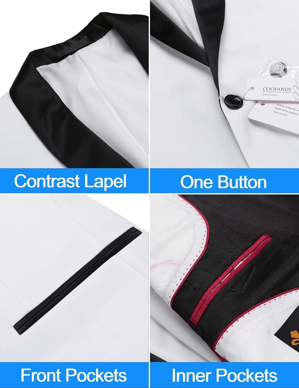 Thumbnail 5 de COOFANDY tuxedo jacket for wedding 1-button