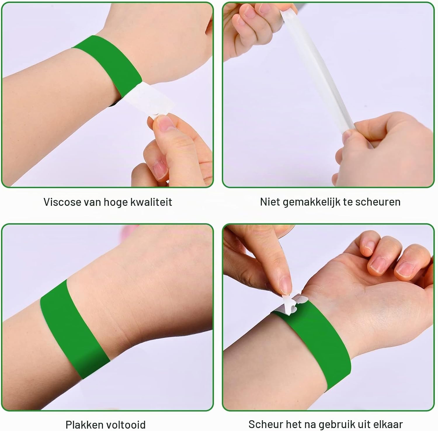Detalle 2 de Vicloon A toegangsbandjes, 100 groene polsbandjes van synthetisch materiaal