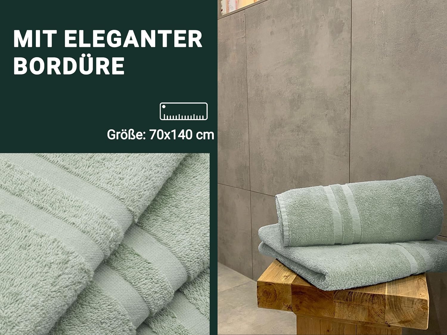 Detalle 2 de ZOLLNER 5er Set Duschtücher 70x140 cm
