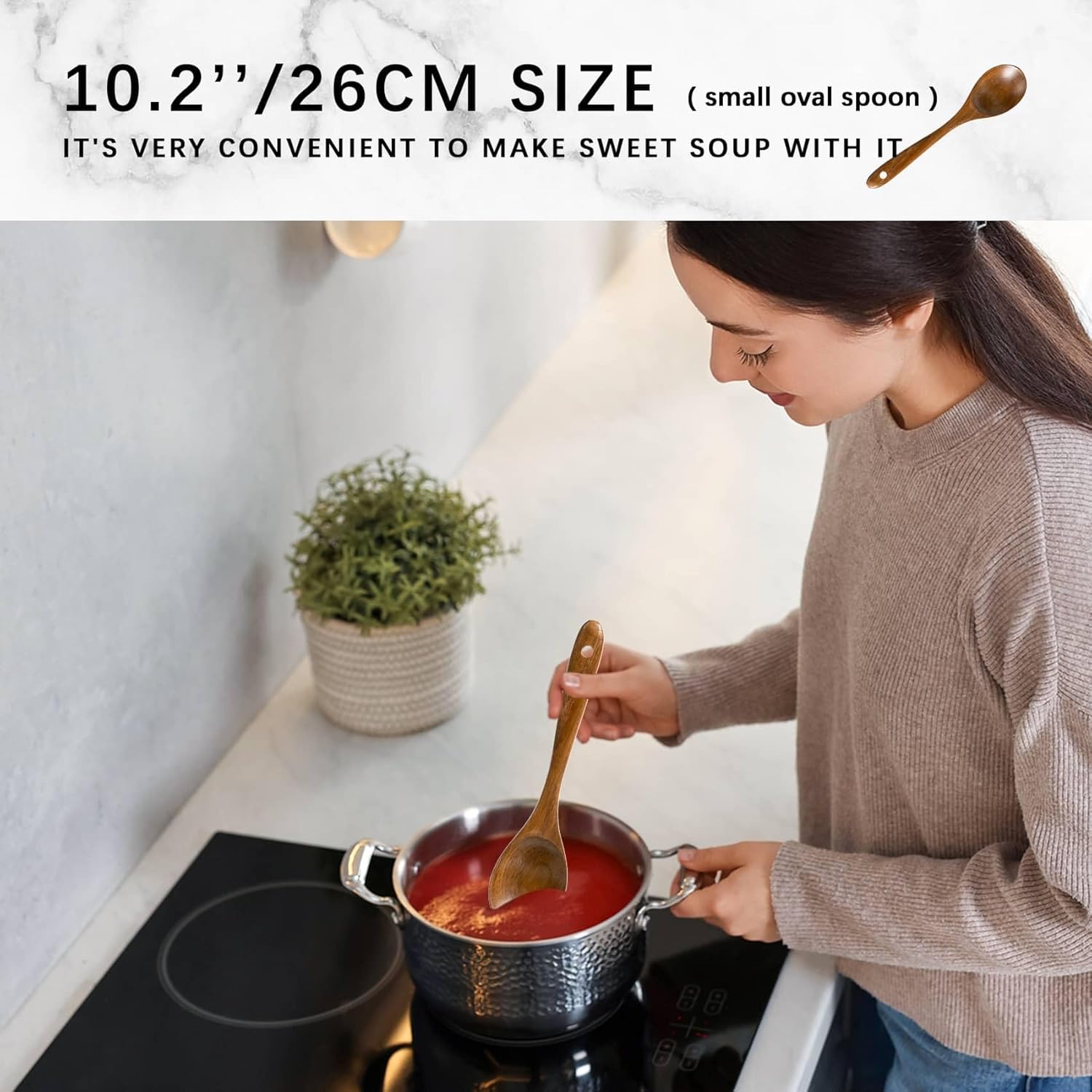 Detalle de Hefild Wooden Spoons 10-Piece Acacia Utensil Set 🥄