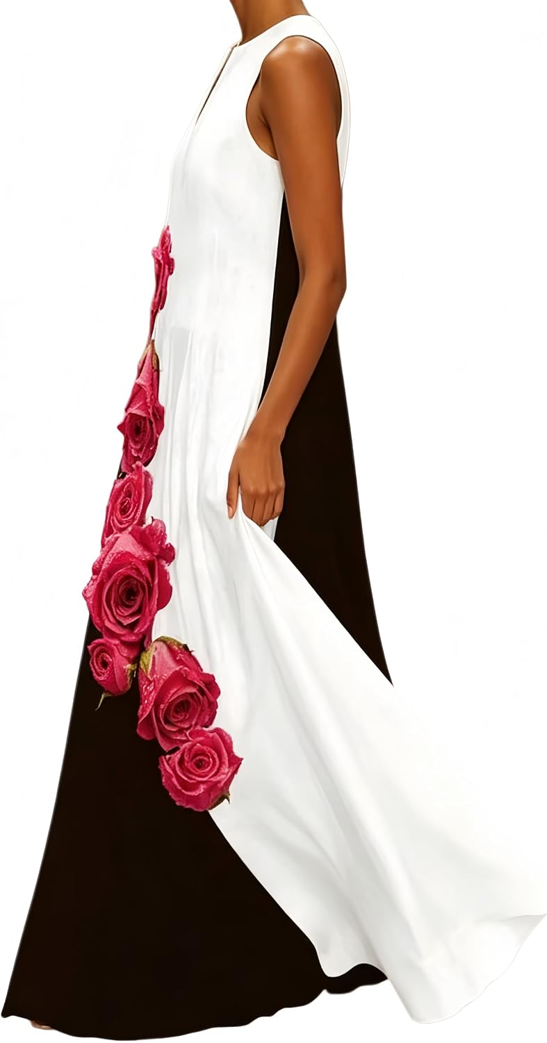 Thumbnail 4 de Ocean Plus lange maxi-jurk met bloemenprint, mouwloos en V-hals