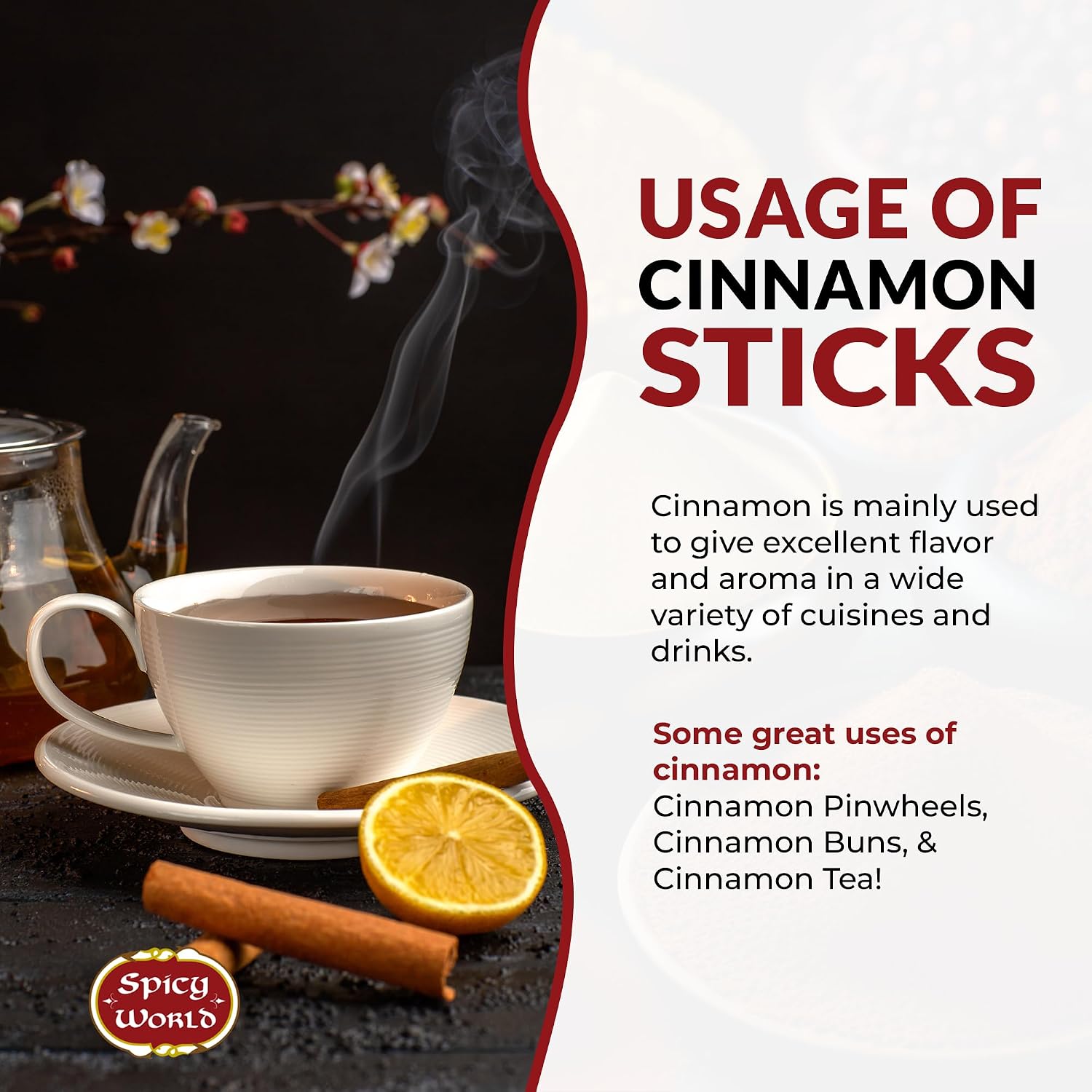 Detalle 1 de Spicy World Cinnamon Sticks, 28 oz Bulk Bag, 150–175 Sticks, 3+ Inches