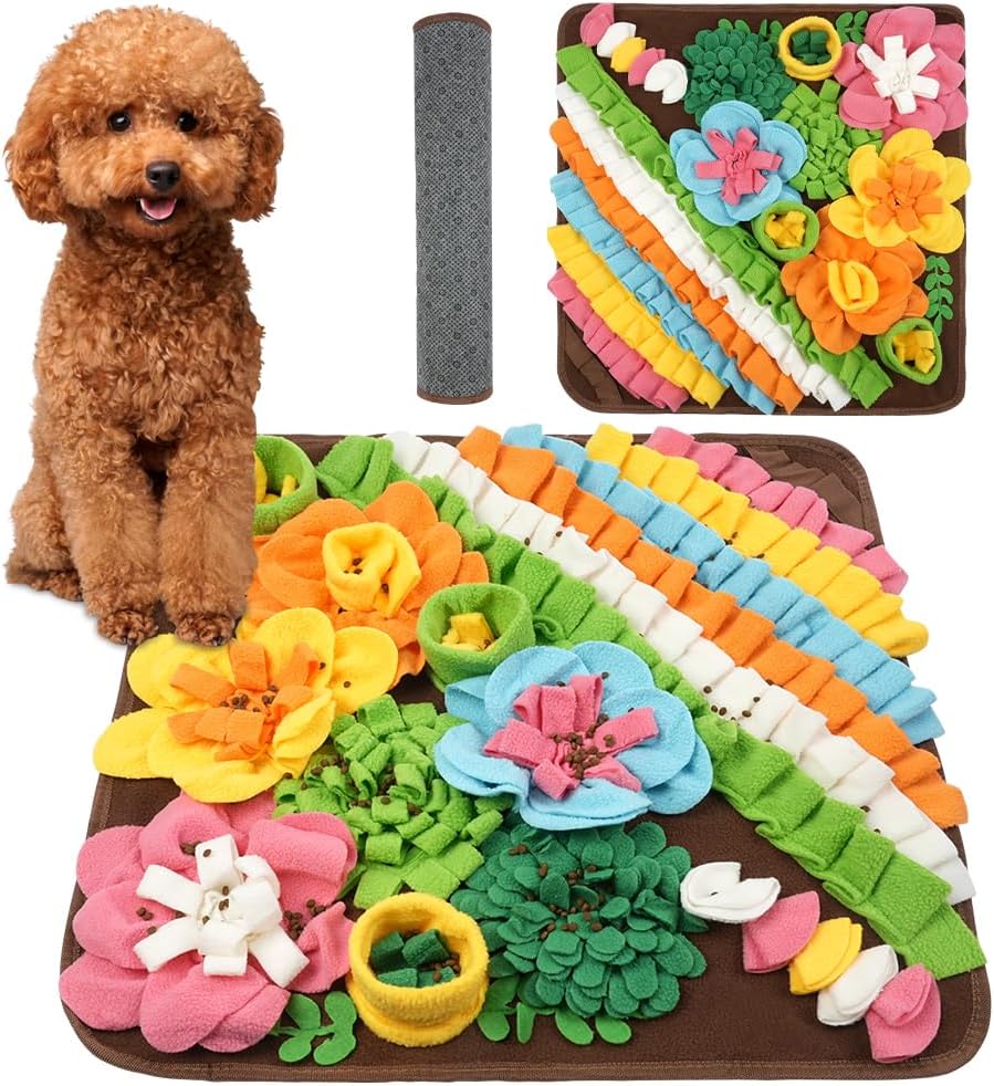 Detalle de OSDUE Schnüffelteppich Hund 50x50 cm – Futterschnüffelmatte mit Blumenmotiv
