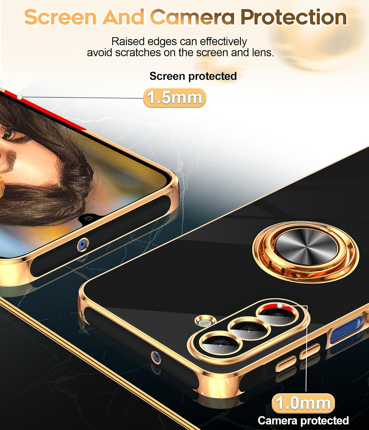 Thumbnail 4 de LeYi Galaxy A17 5G Phone Case (2-Pack Tempered Glass) with 360° Rotatable Ring Holder Magnetic Kickstand