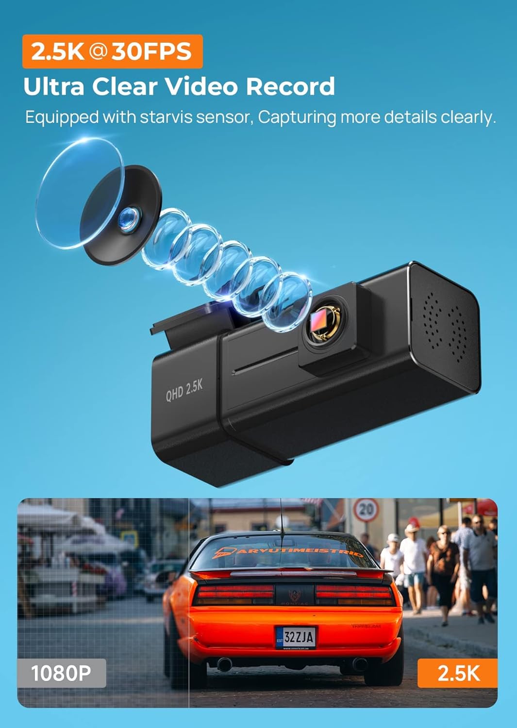 Detalle 2 de Dash Cam Front WiFi 2.5K 1440P Car Camera