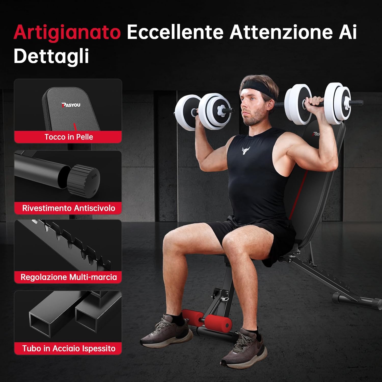 Thumbnail 3 de PASYOU Panca Palestra Pieghevole 10 posizioni regolabili per allenamento completo 🏋