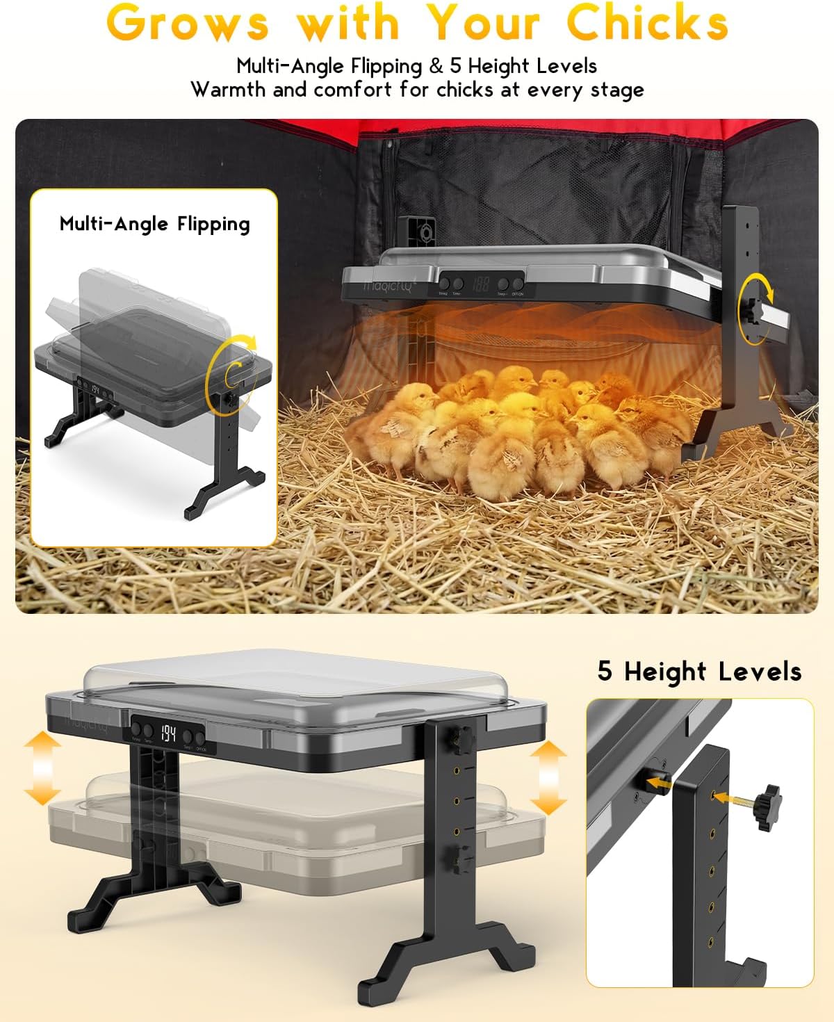 Thumbnail 3 de Magicfly 200W Adjustable Chick Brooder Plate with Remote — Safe, Adjustable Heating for Chicks to Adults