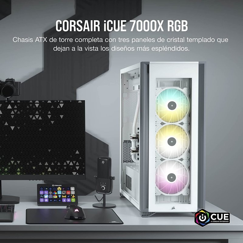 Thumbnail 3 de Corsair iCUE 7000X RGB Cristal Templado USB 3.0 Blanca