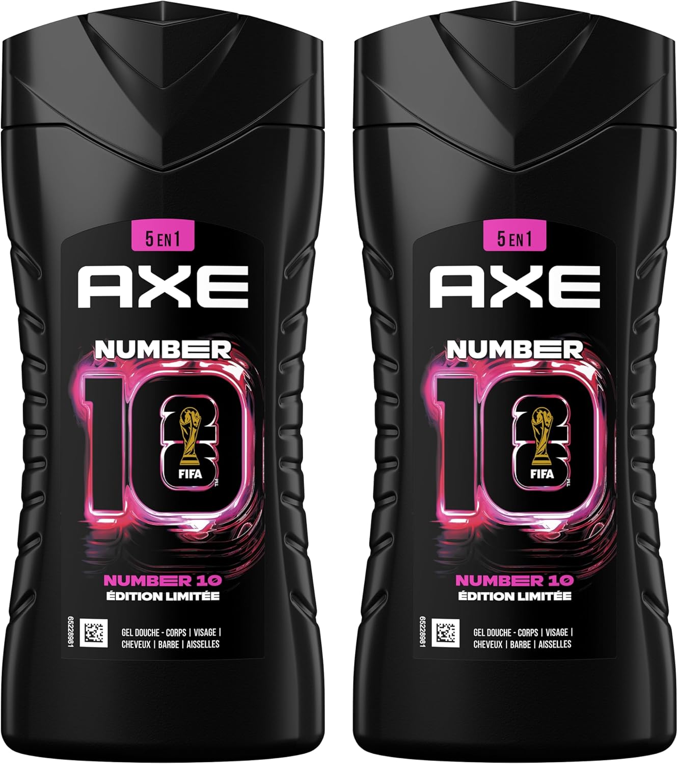 AXE Gel Douche Homme 5en1 Numéro 10 – Lot de 2x250 ml, Pamplemousse & Menthe Aquatique