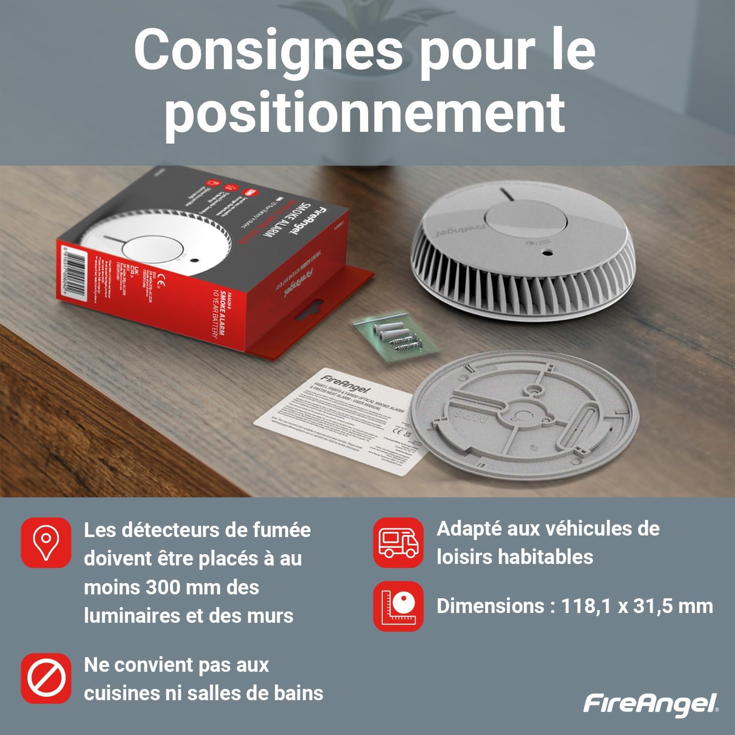 Thumbnail 5 de Fire Angel Lot de 2 Détecteurs de fumée optiques NF certifiés – remplacement et détection précoce