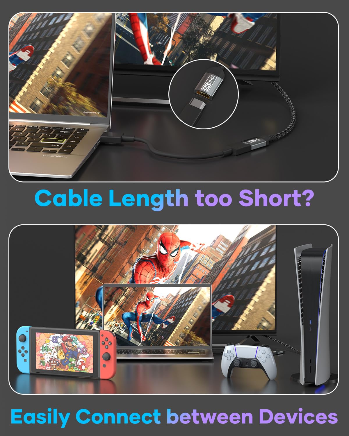 Thumbnail 4 de Nersligek HDMI Verlängerungskabel 0,5 m