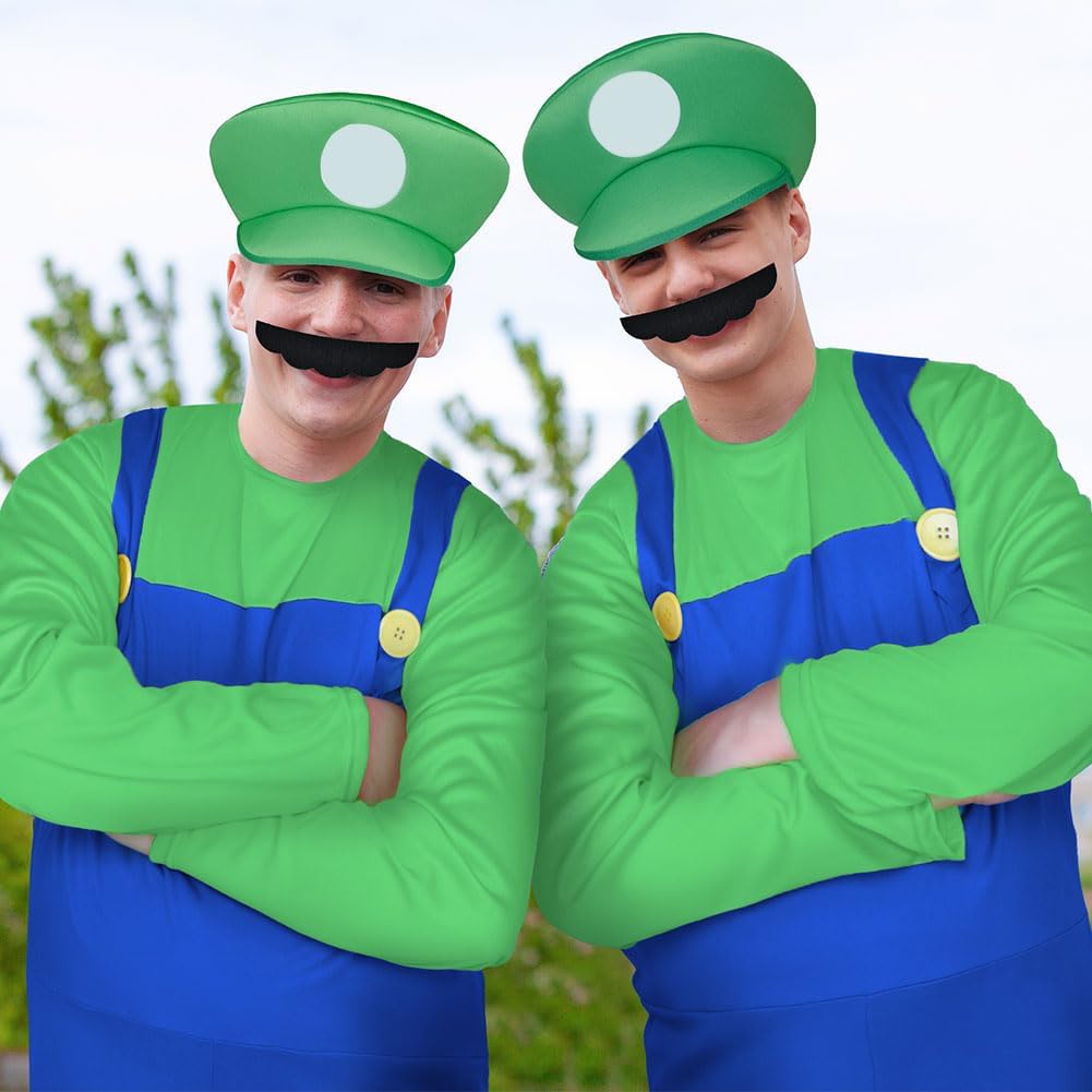 Thumbnail 5 de Aomig Cosplay Kostüm-Set „Luigi Bros“ (4-teilig) mit Mütze, Hose und Zubehör – für Karneval & Fasching